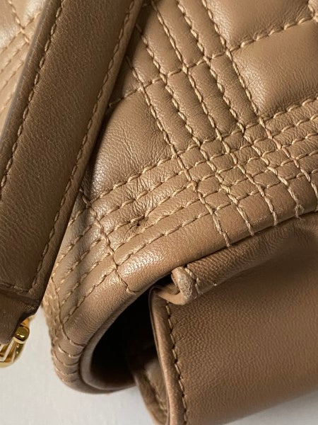 Burberry Beige TB Logo Quilted Lola Bag