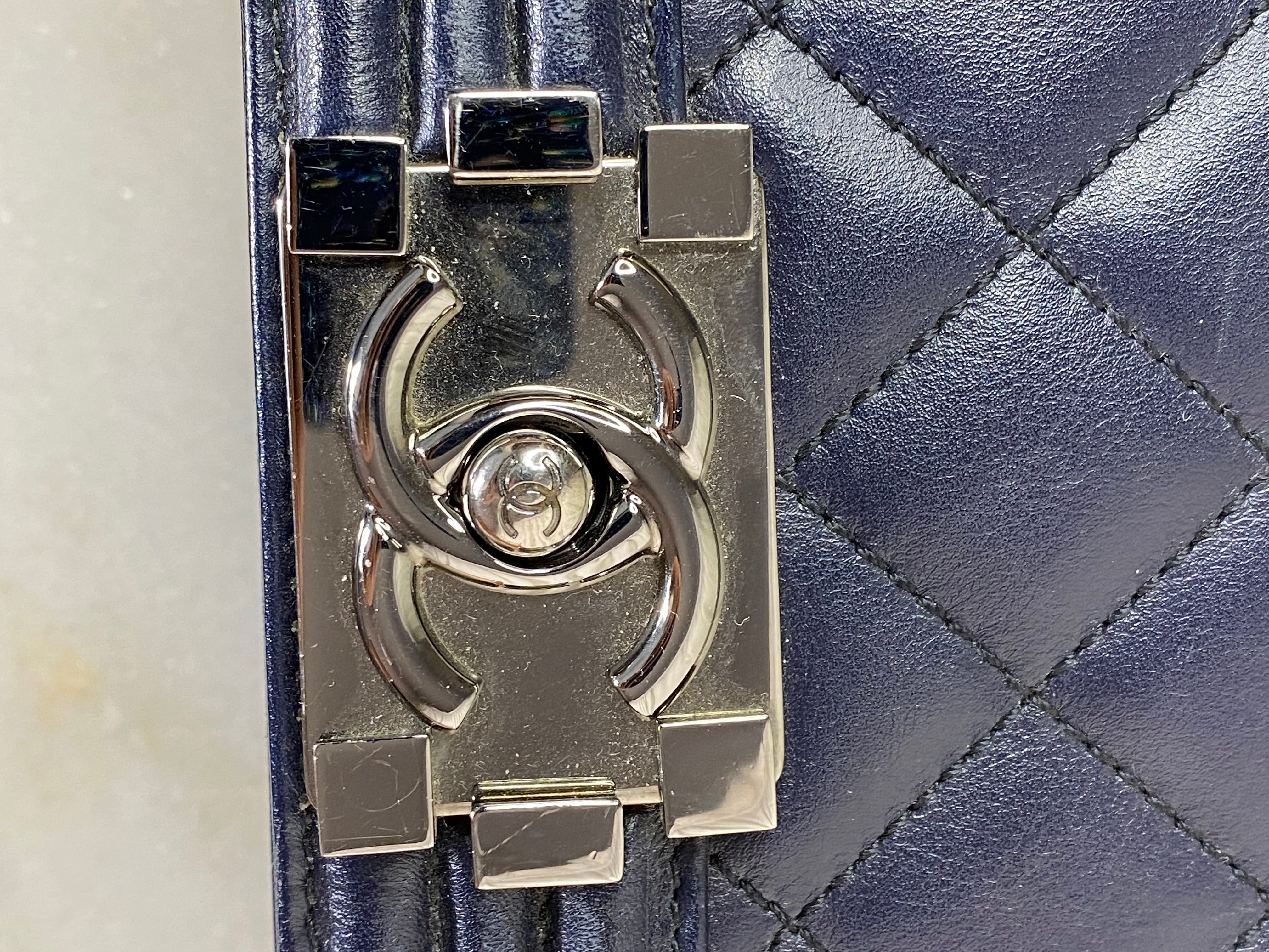 Chanel Navy Blue Boy Medium Boy Bag