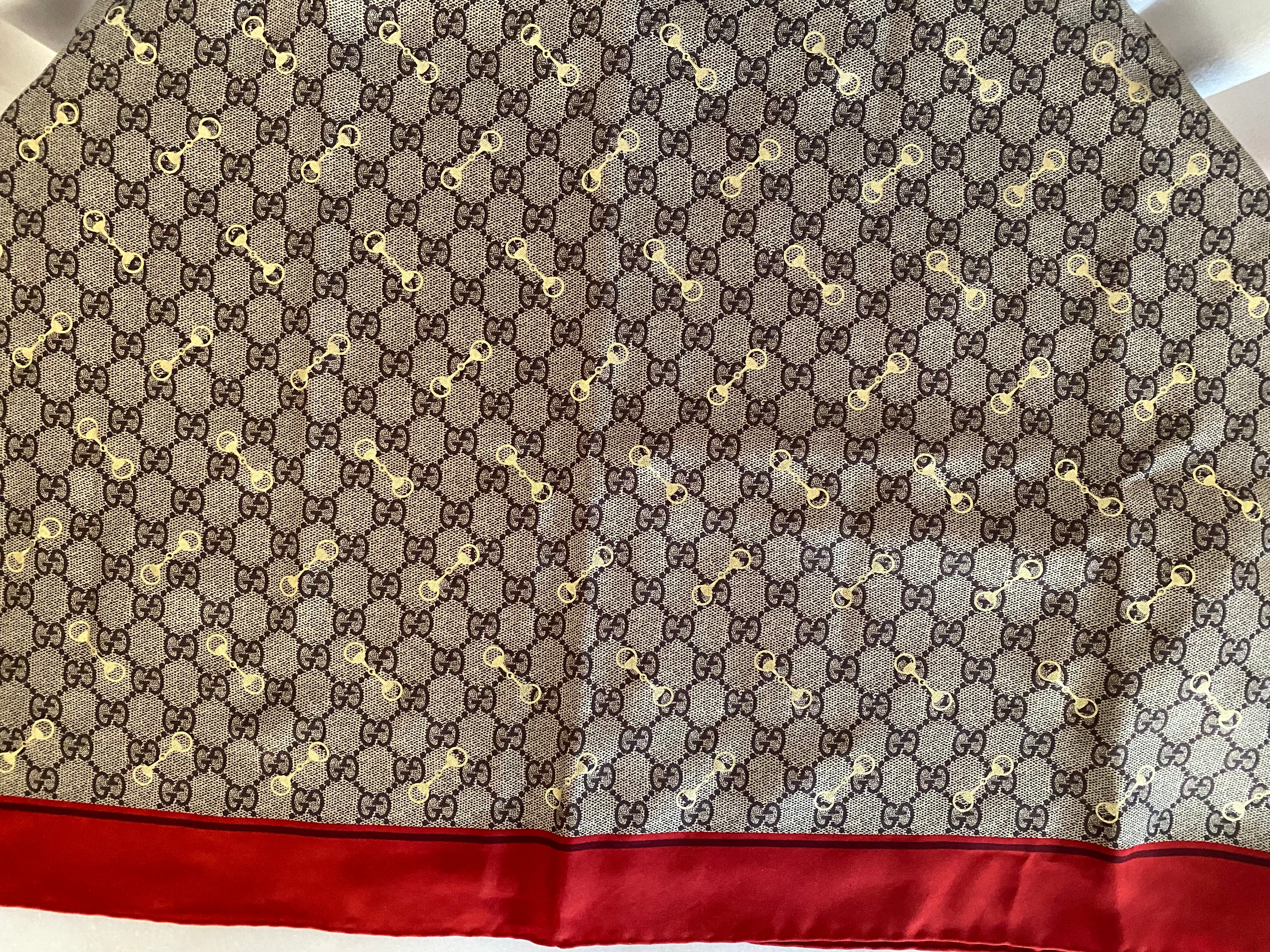 Gucci Multicolor GG Horsebit Silk Scarf 90