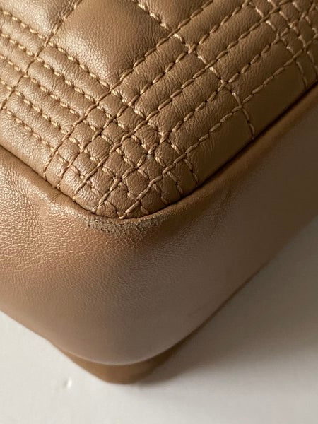 Burberry Beige TB Logo Quilted Lola Bag