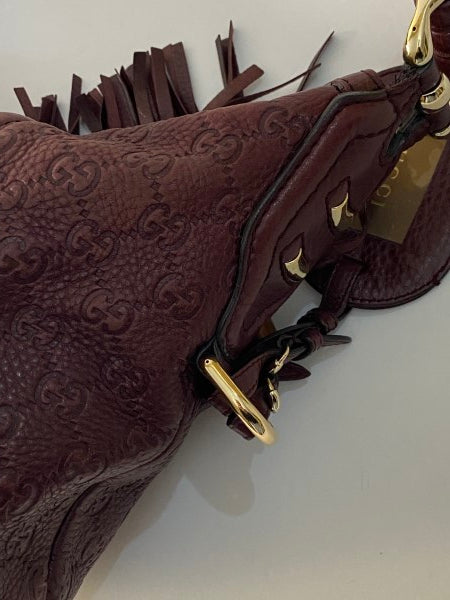 Gucci GG Burgundy Guccissima Hobo Bag