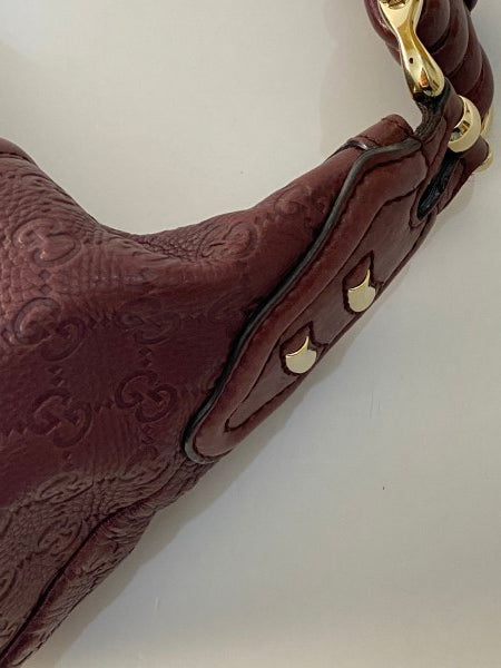 Gucci GG Burgundy Guccissima Hobo Bag