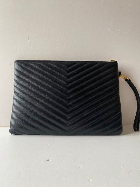 YSL Black Cassandre Medium Classic Clutch