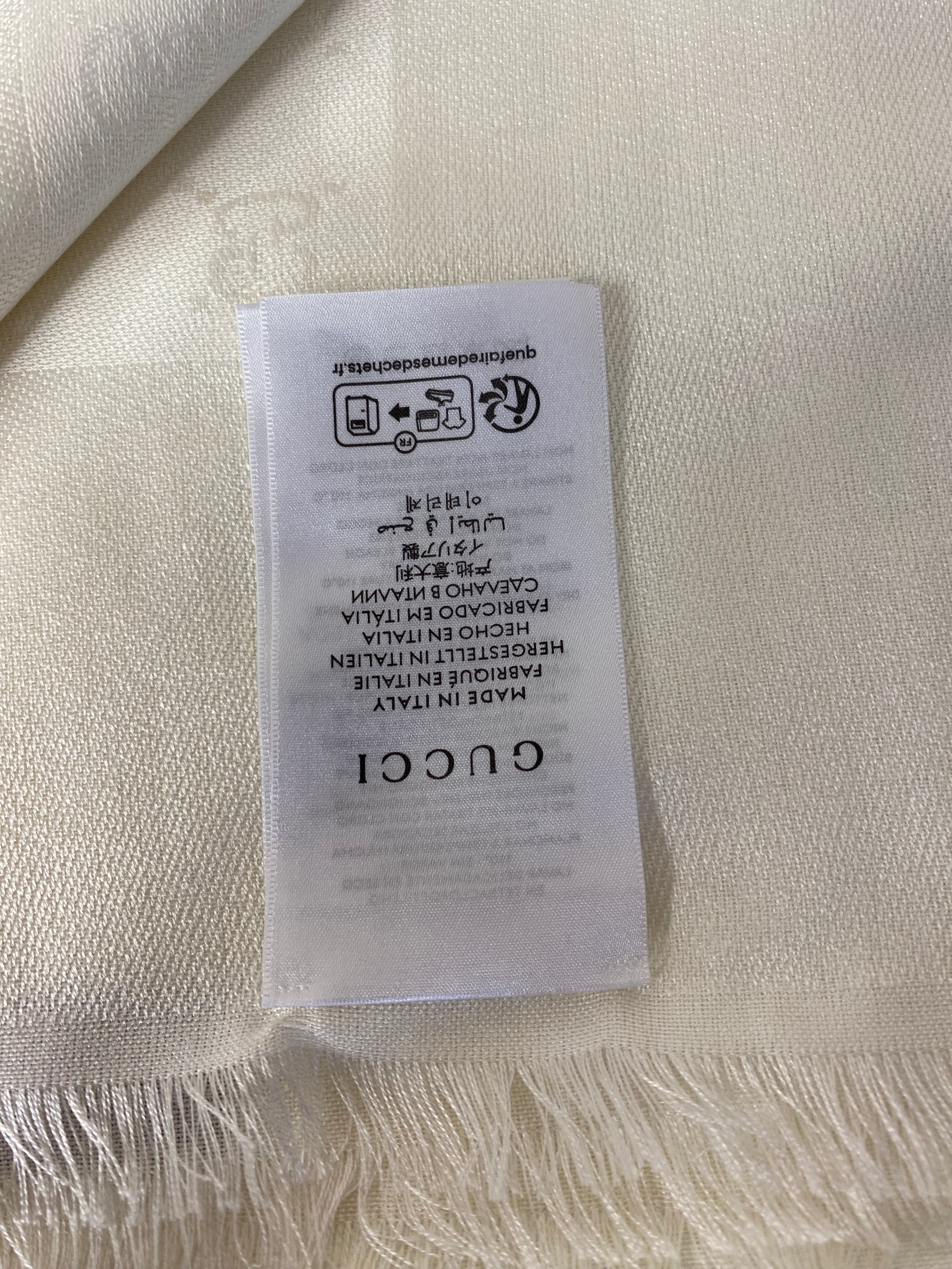 Gucci White GG Wool Scarf
