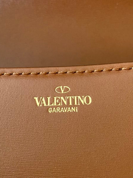 Valentino Euro Brown V Logo Chain Shoulder Bag