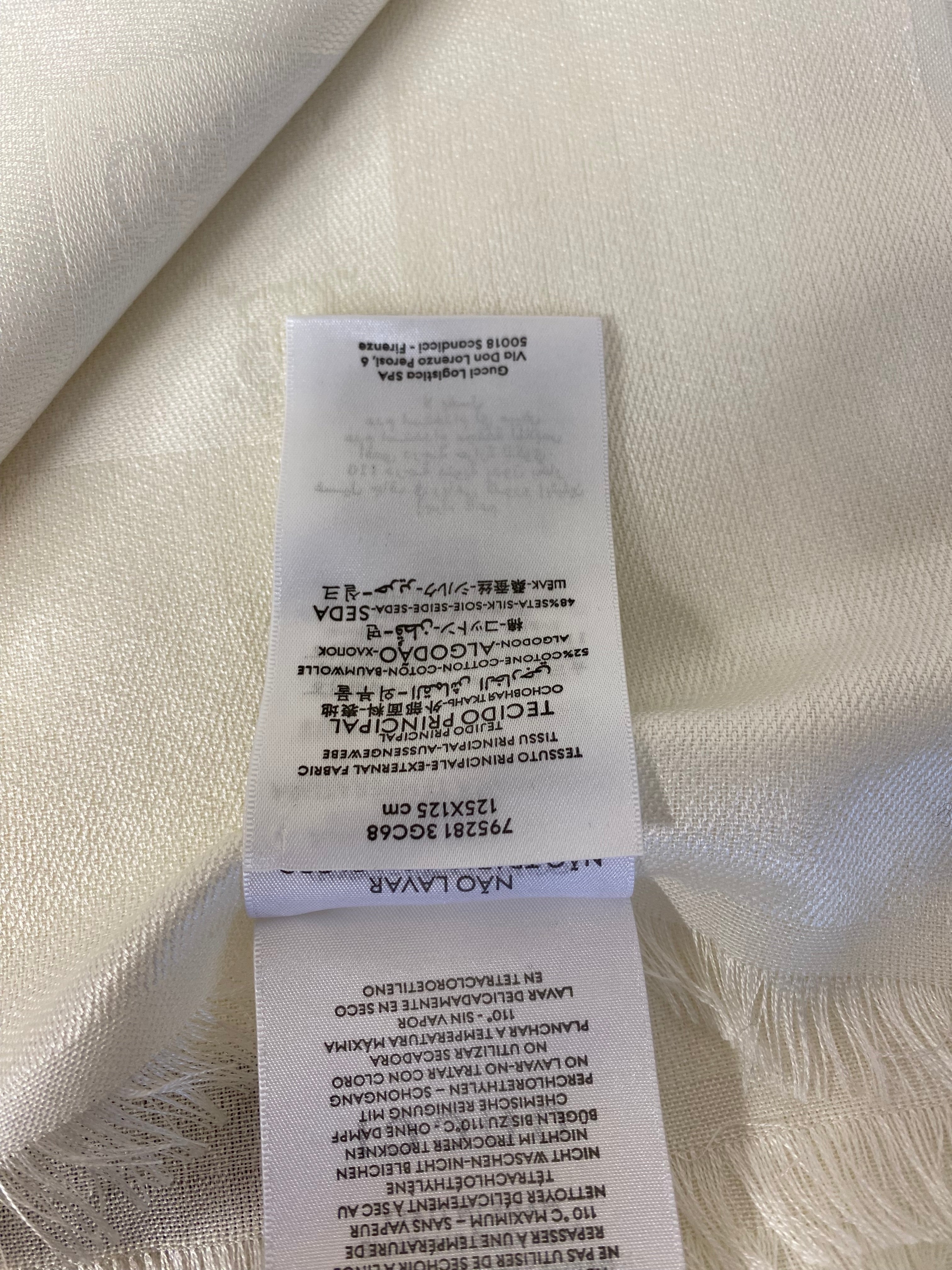 Gucci White GG Wool Scarf