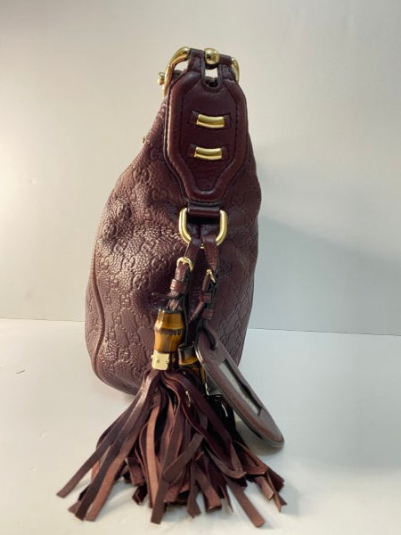 Gucci GG Burgundy Guccissima Hobo Bag