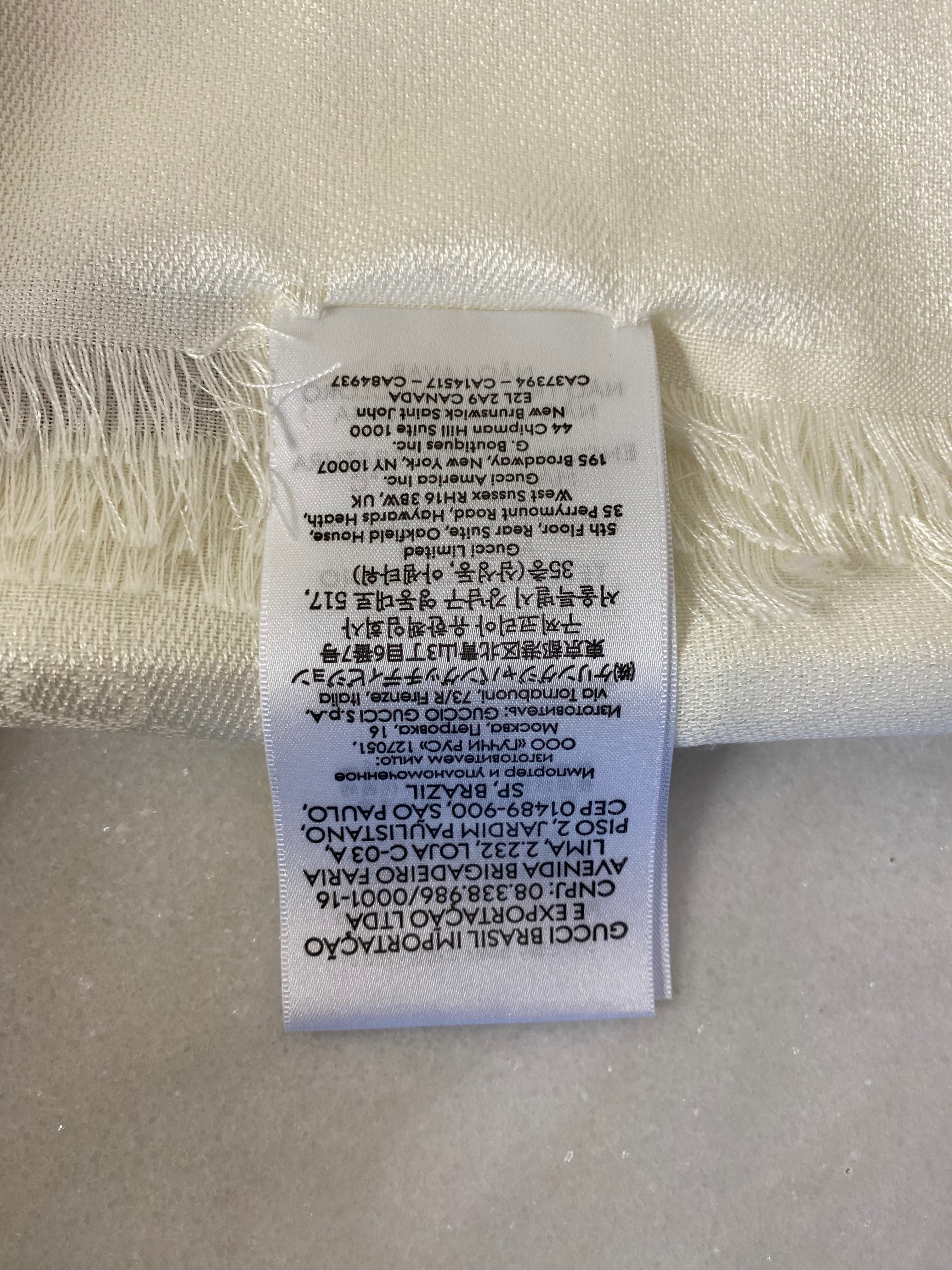 Gucci White GG Wool Scarf