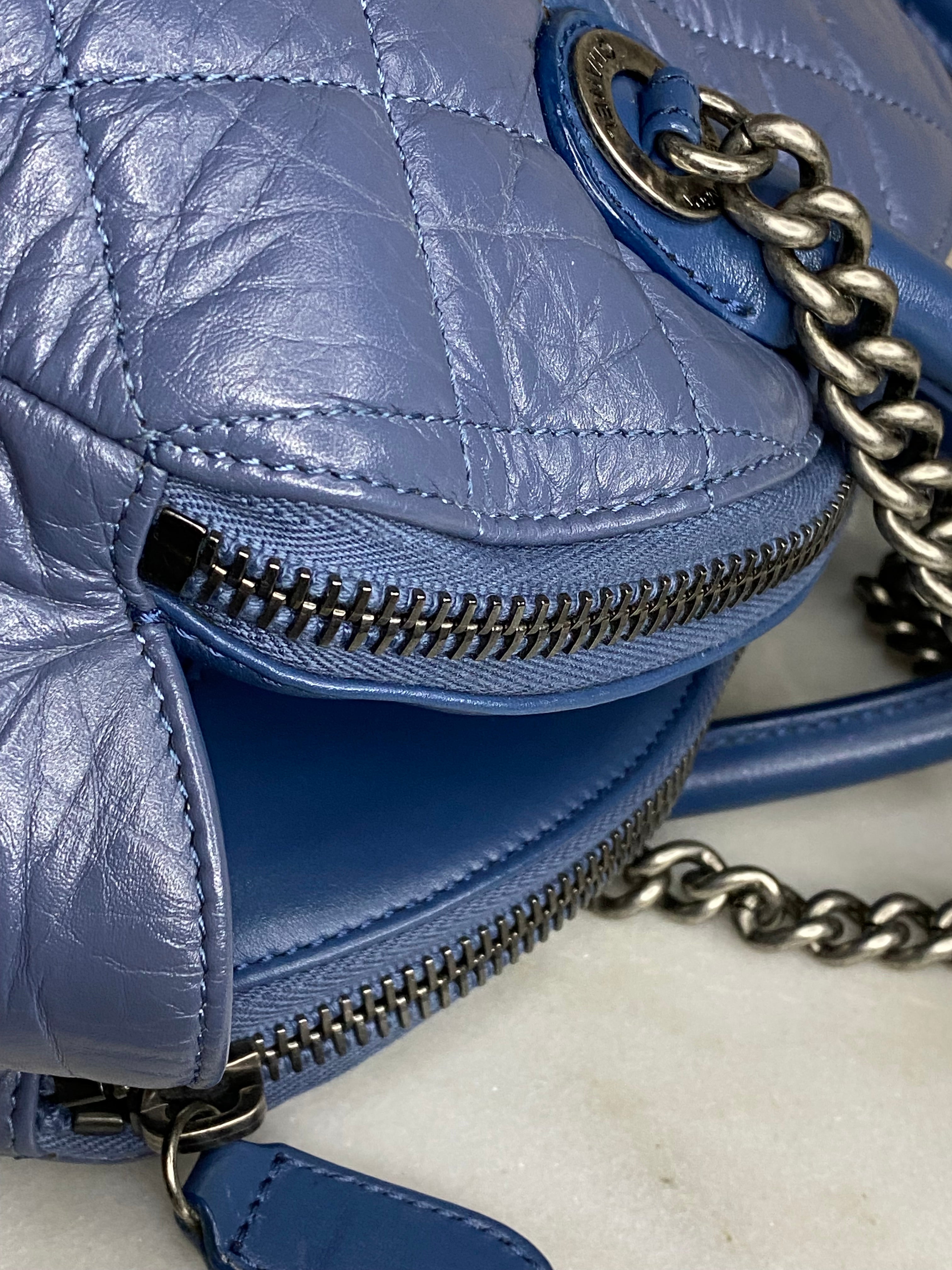 Chanel Blue Bowling Tote Shoulder Bag