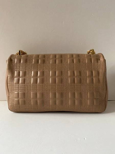 Burberry Beige TB Logo Quilted Lola Bag