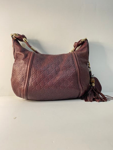 Gucci GG Burgundy Guccissima Hobo Bag