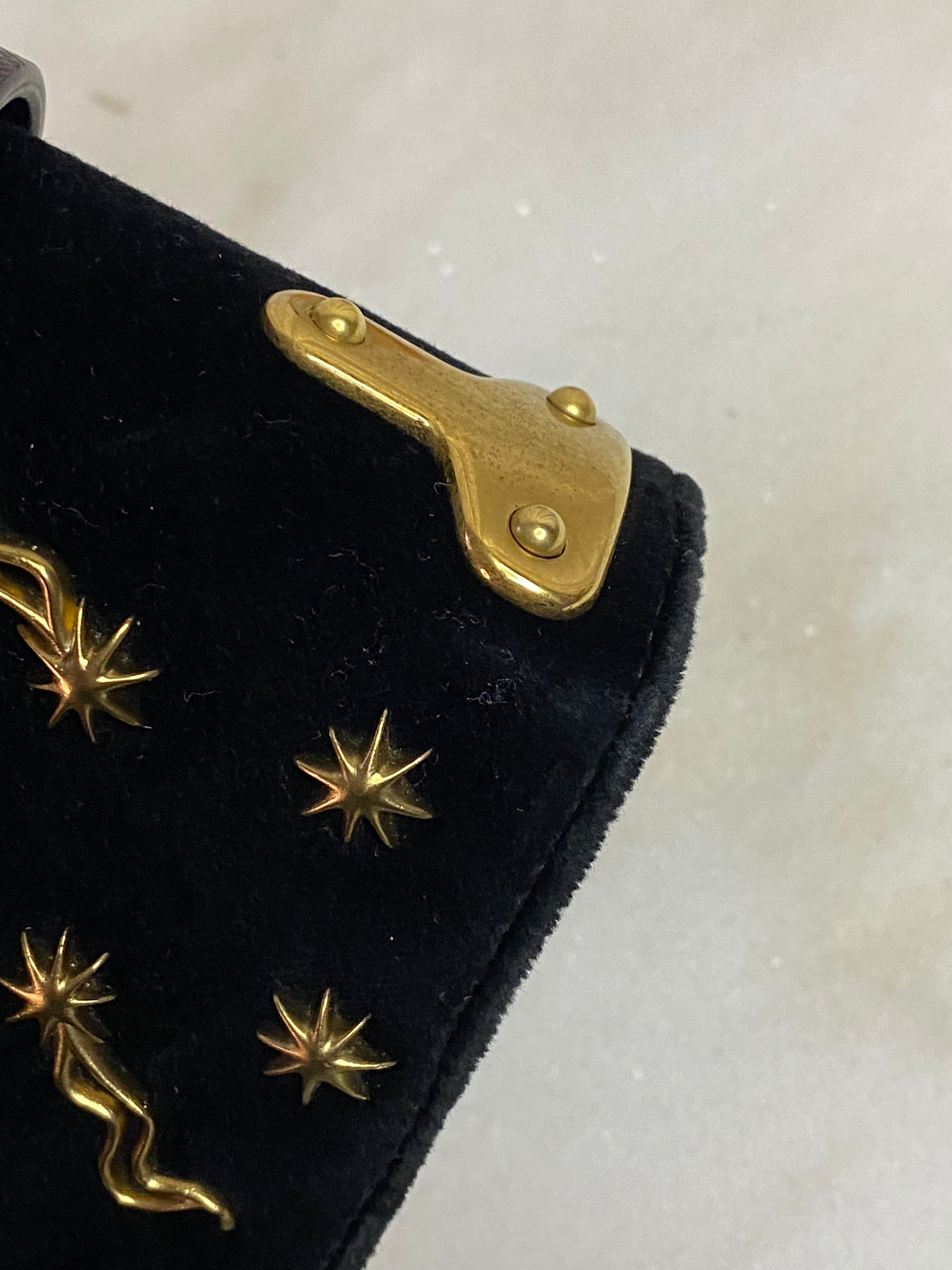 Prada Dark Blue Velvet Astrology Celestial Cahier Bag