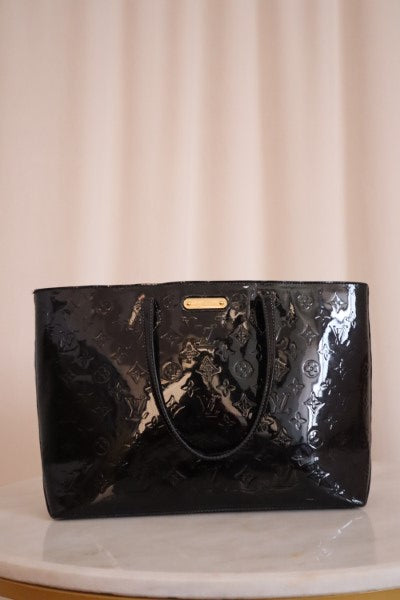 Louis Vuitton Black Vernis Wilshire MM Top Handle Bag