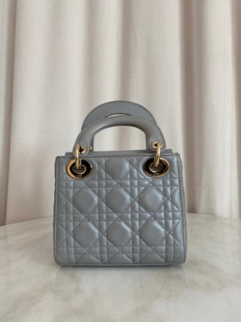 Christian Dior Grey Lady Dior Mini Bag