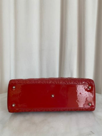 Christian Dior Red Lady Dior Large Bag