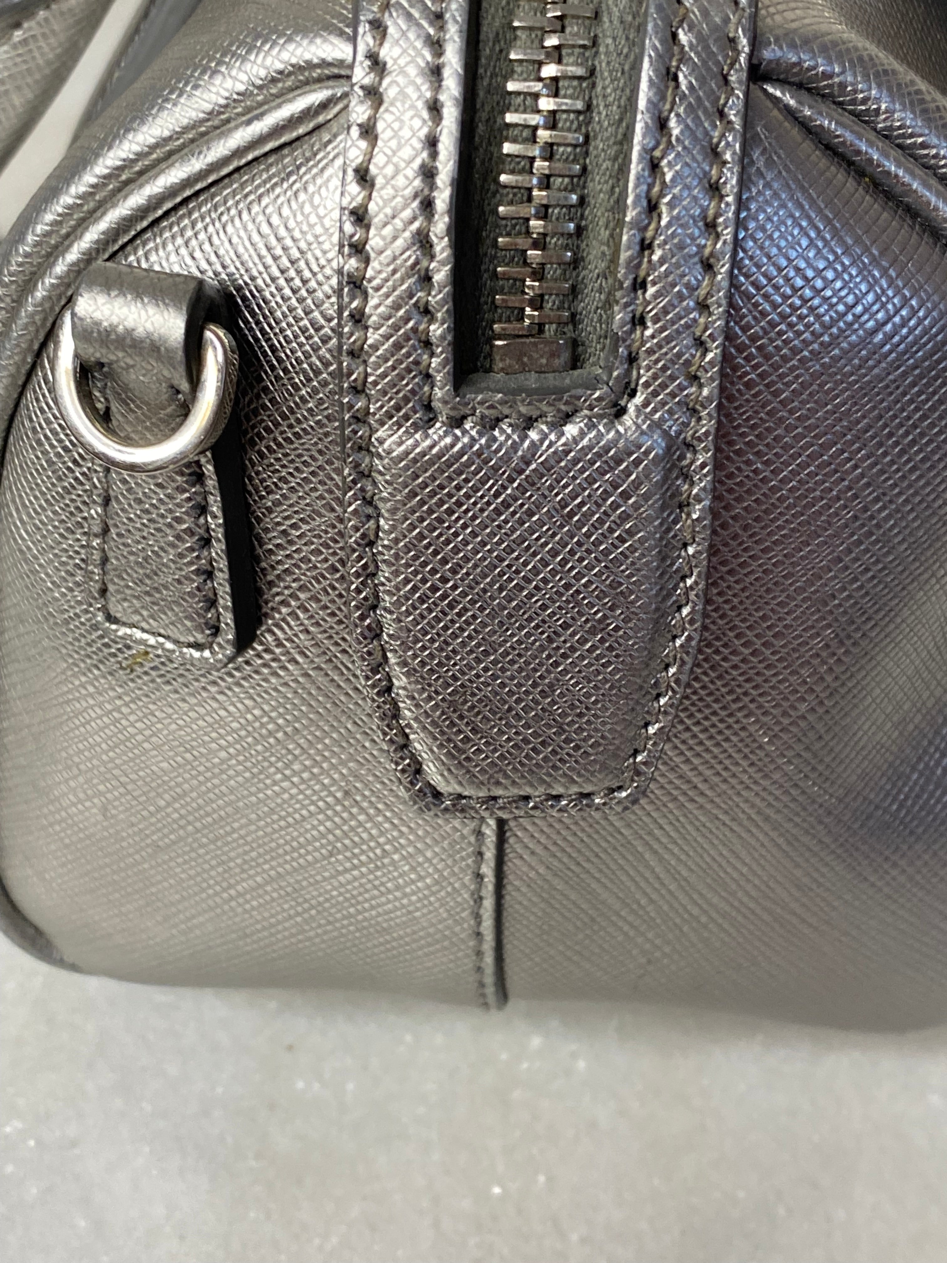 Prada Silver Metallic Tote Bag W/ Strap