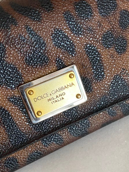 Dolce & Gabbana Dark Brown Leopard Print Flap Continental Wallet