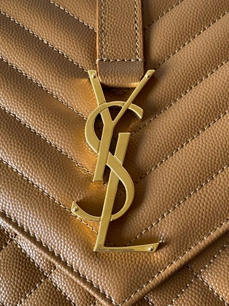 YSL Brown Monogram Classic Envelope Bag