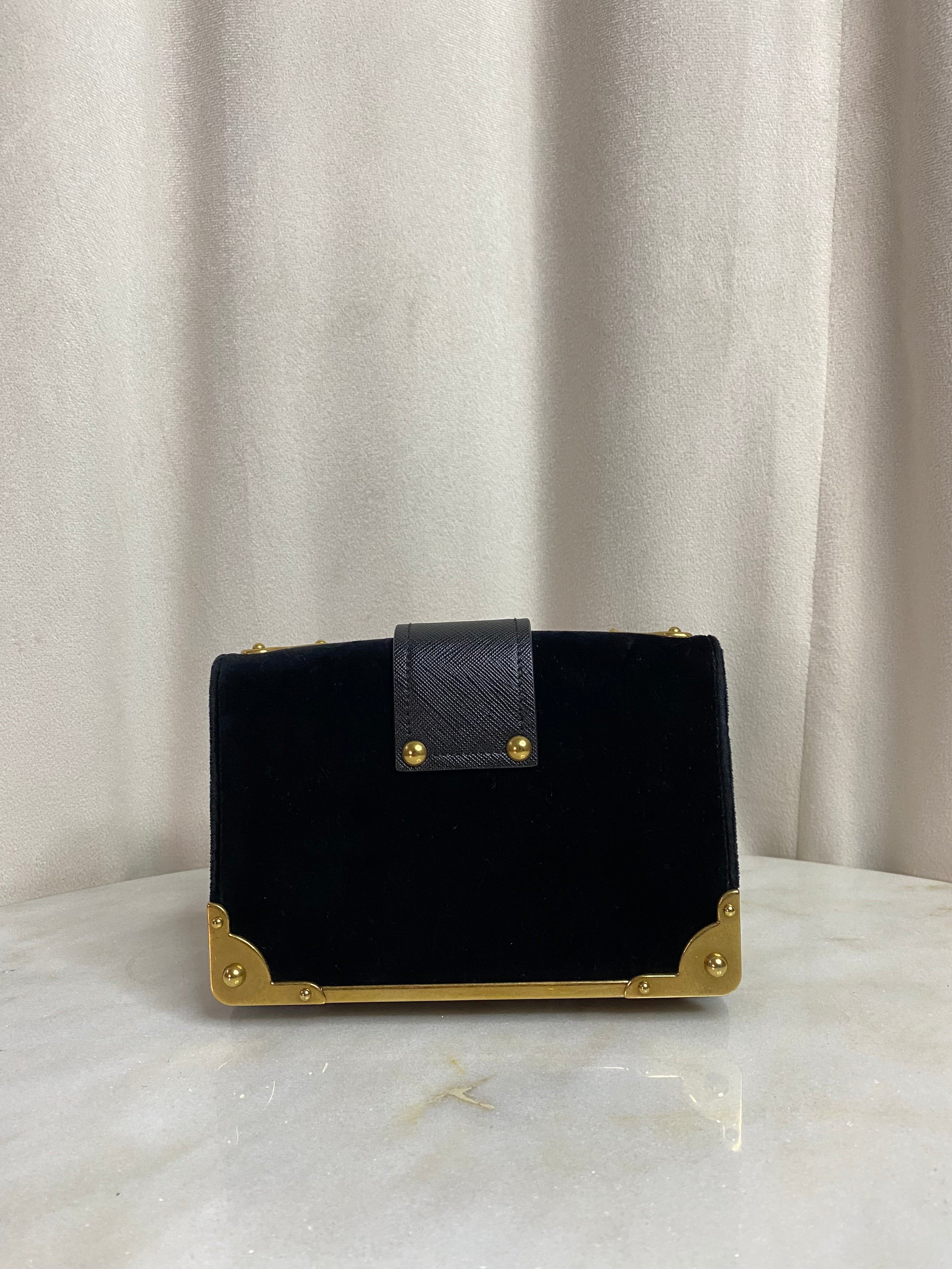 Prada Dark Blue Velvet Astrology Celestial Cahier Bag