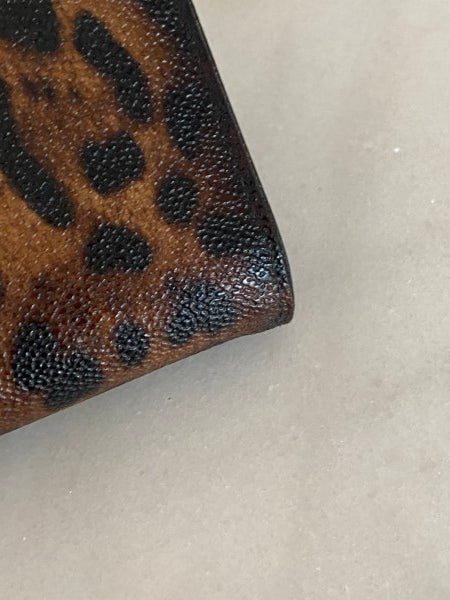 Dolce & Gabbana Dark Brown Leopard Print Flap Continental Wallet