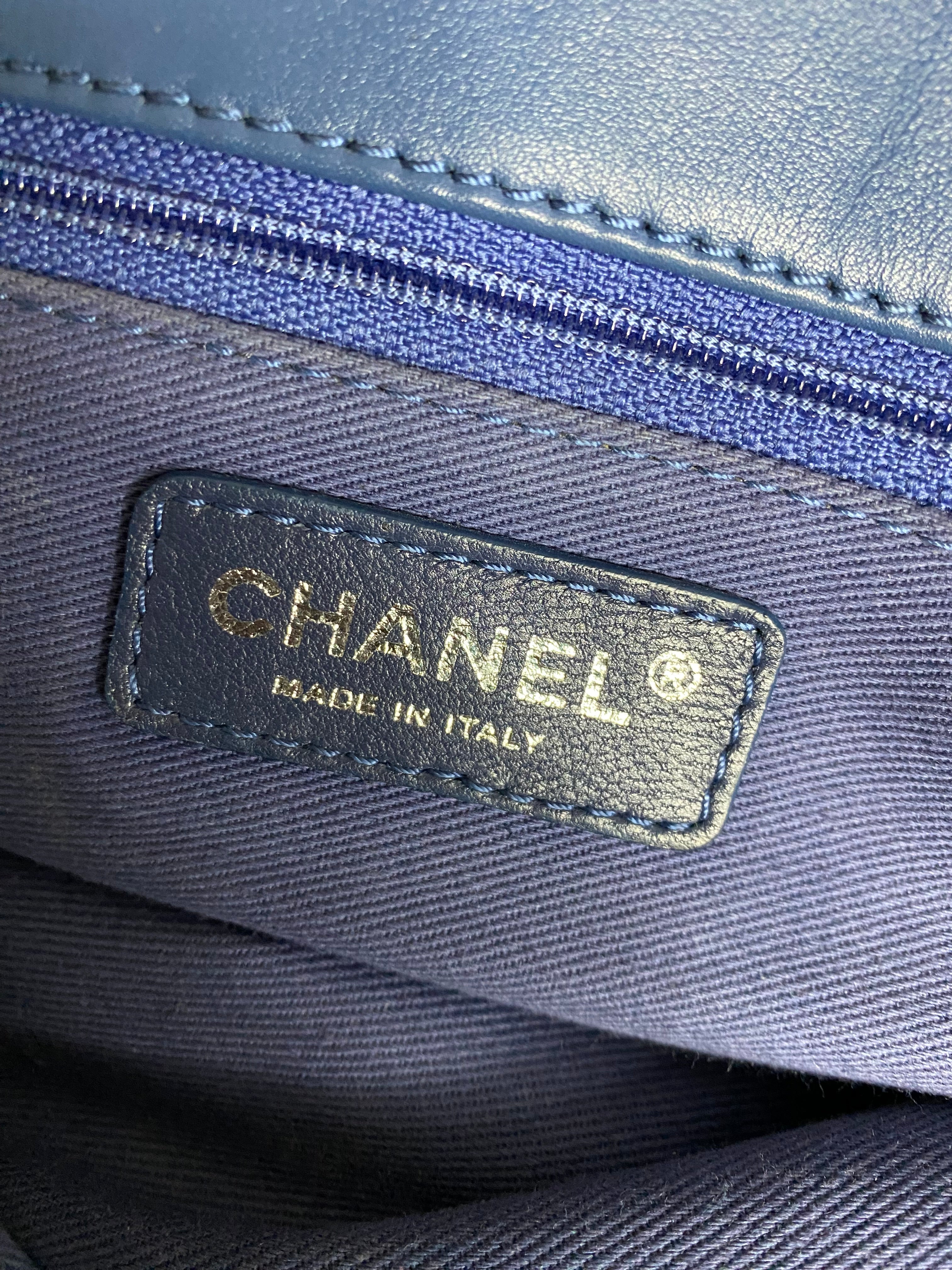 Chanel Blue Bowling Tote Shoulder Bag