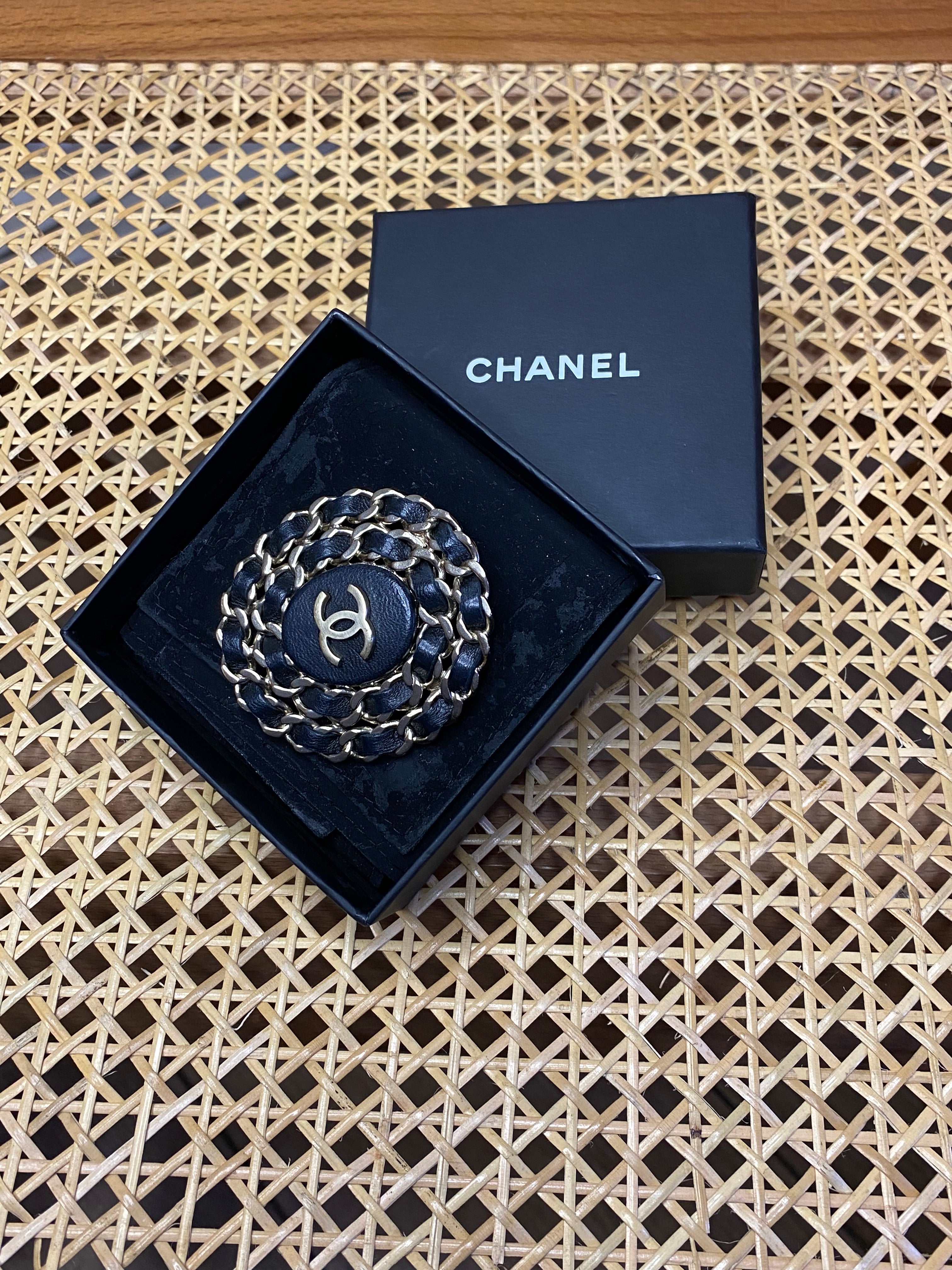 Chanel Black Chain Brooch