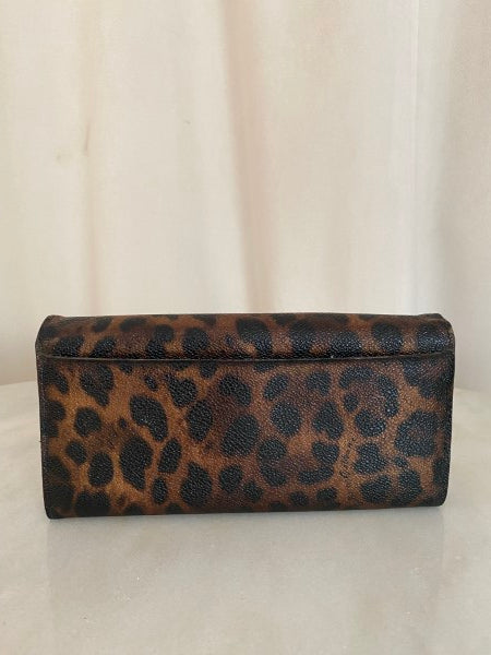 Dolce & Gabbana Dark Brown Leopard Print Flap Continental Wallet