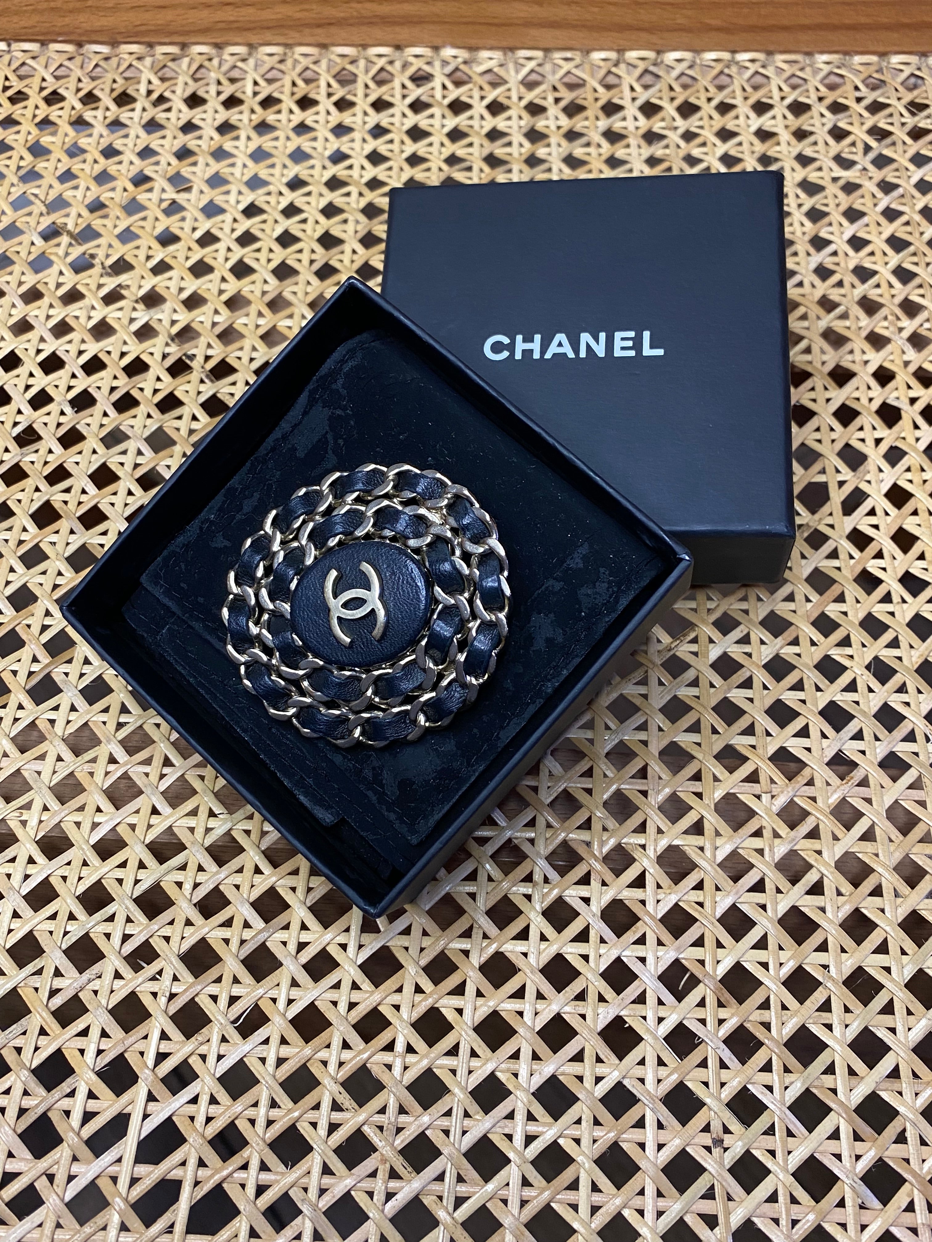 Chanel Black Chain Brooch