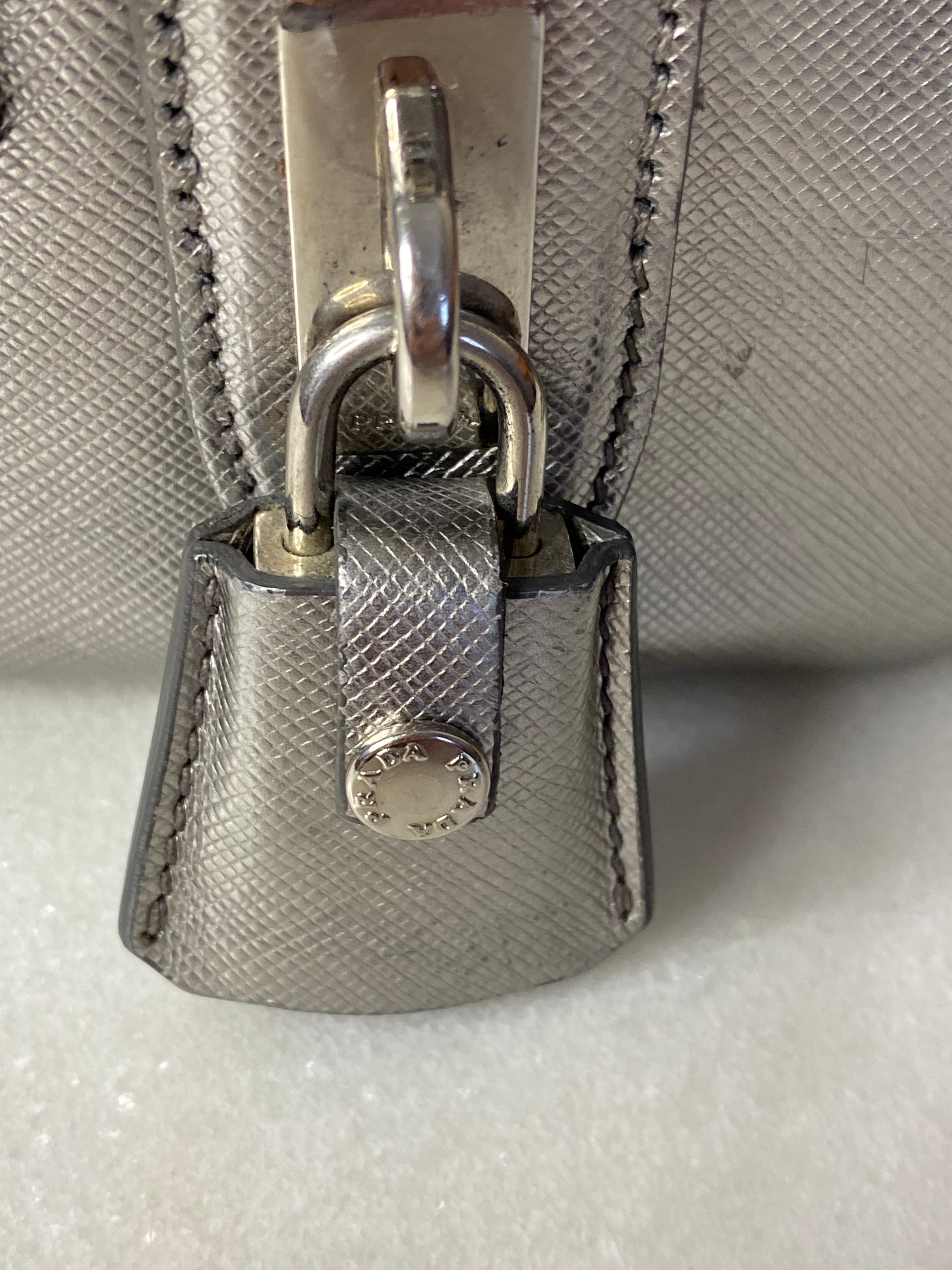 Prada Silver Metallic Tote Bag W/ Strap