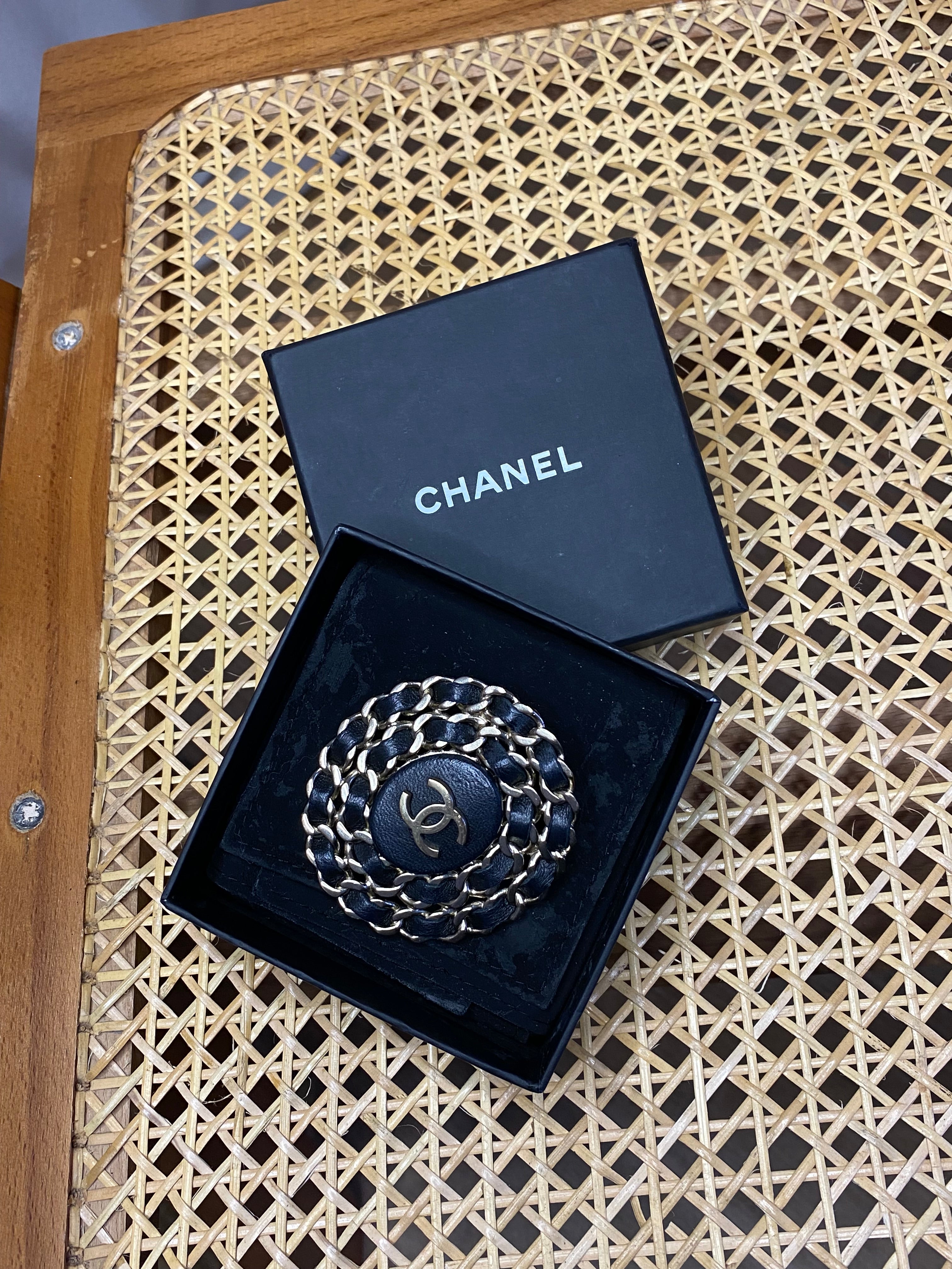 Chanel Black Chain Brooch