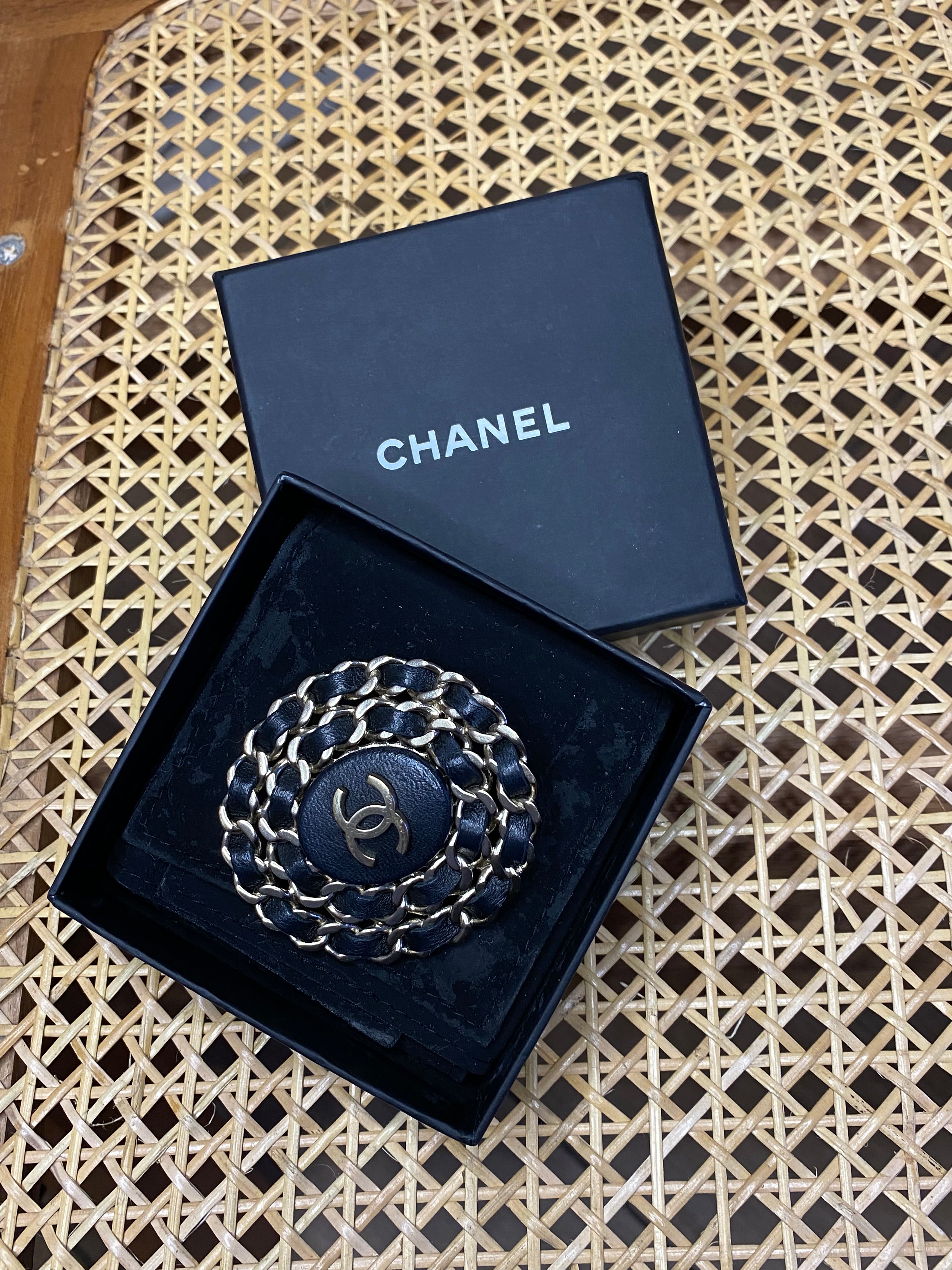 Chanel Black Chain Brooch