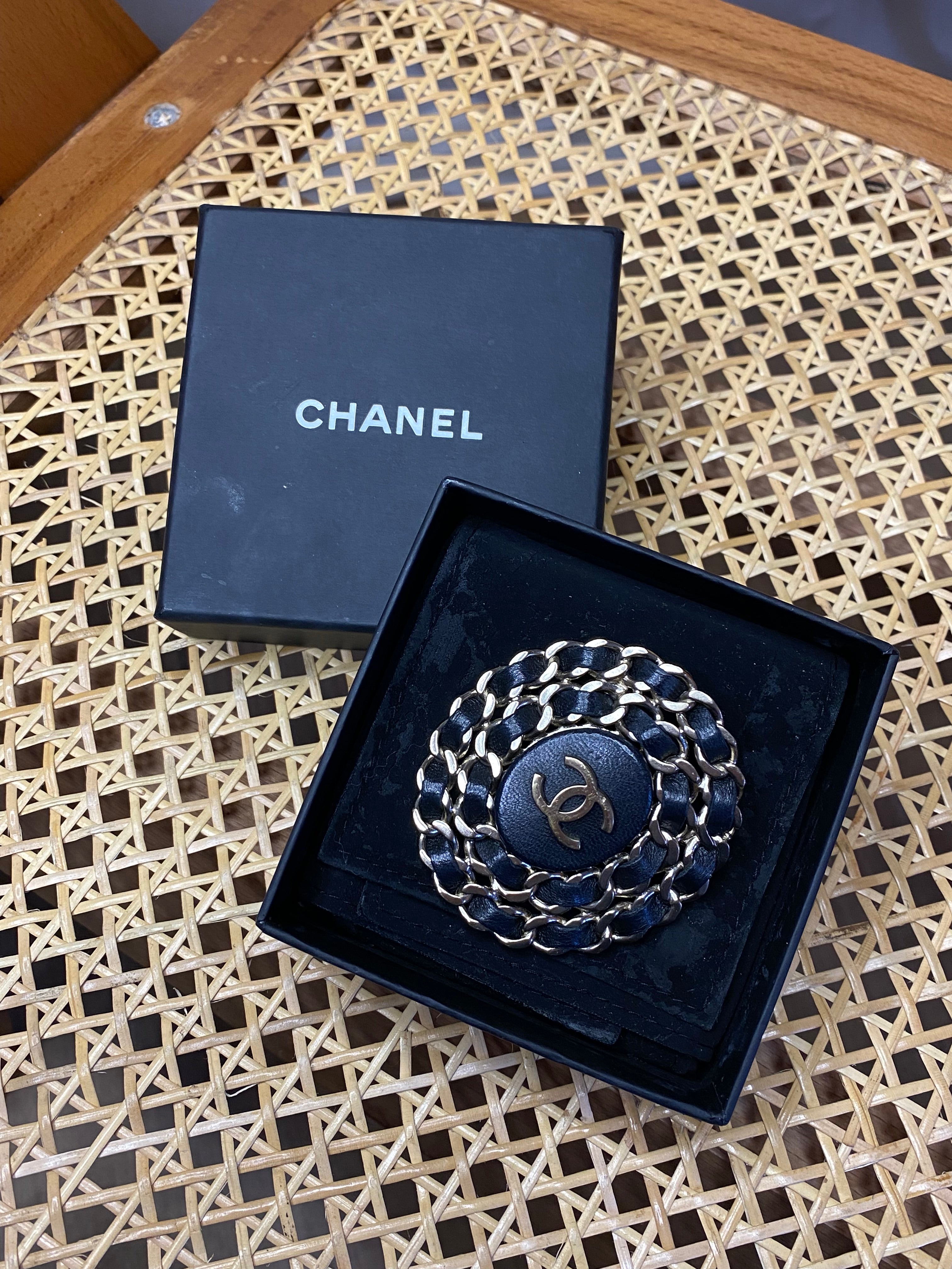 Chanel Black Chain Brooch