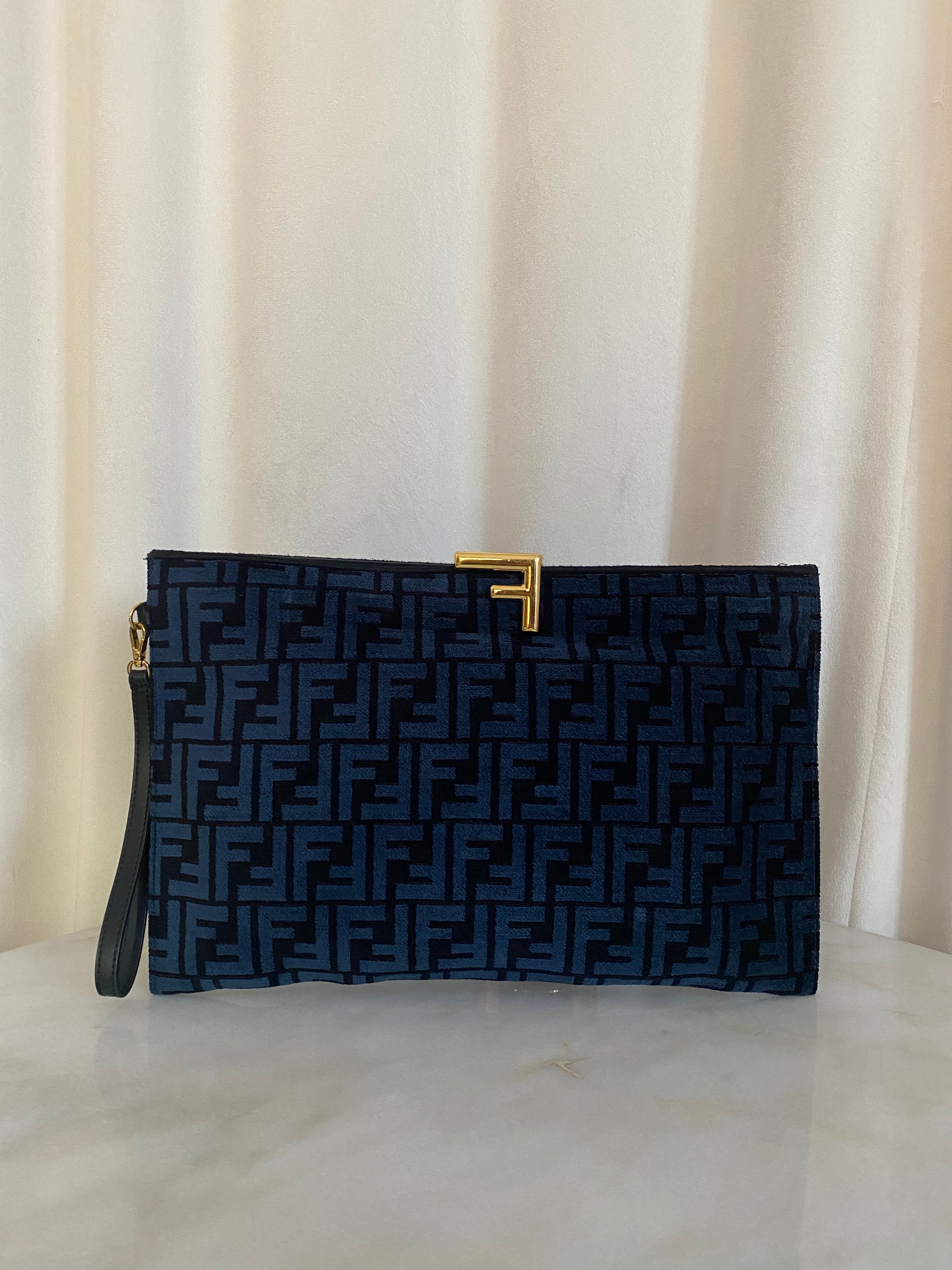 Fendi Bicolor Fabric Velvet Clutch