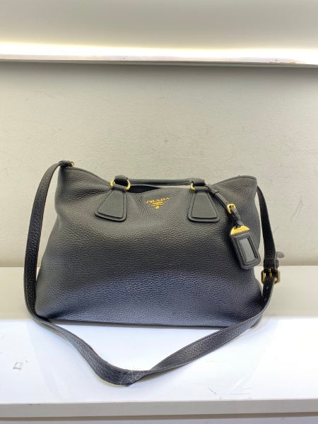 Prada Black Vitello Daino Tote Bag