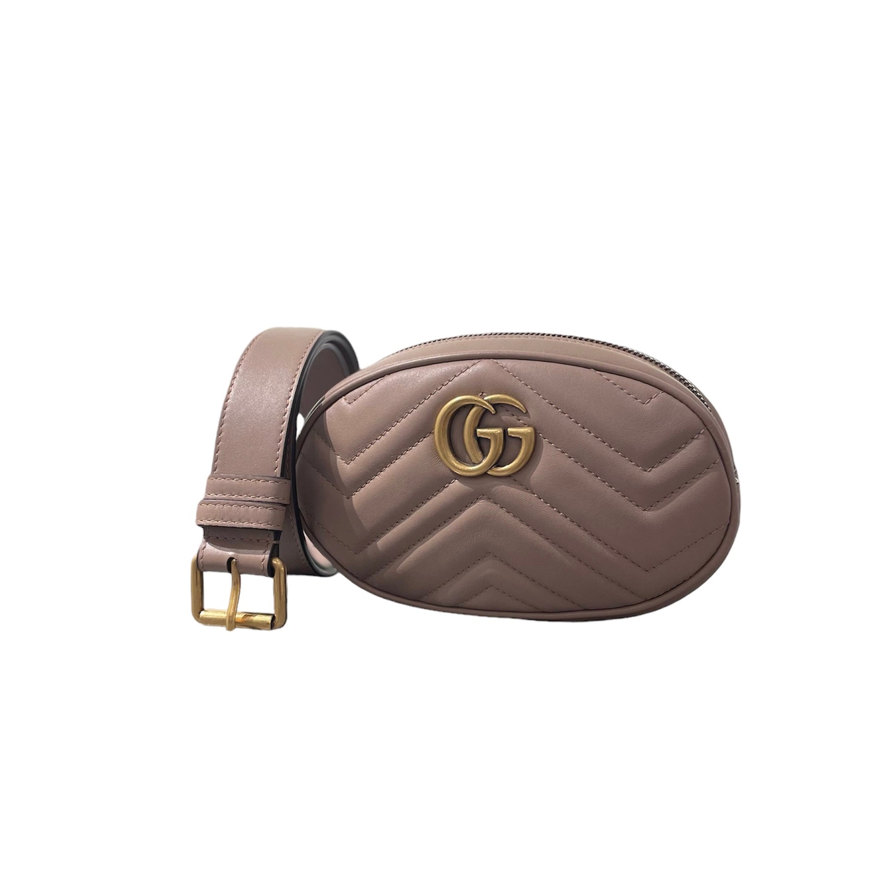 Gucci Beige GG Marmont Quilted Small Belt Bag