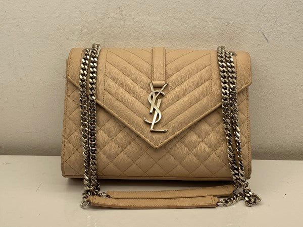 YSL Beige Monogram Envelope Medium Bag