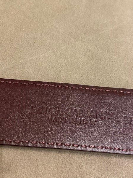 Dolce & Gabbana Burgundy DG Crystal Belt 36