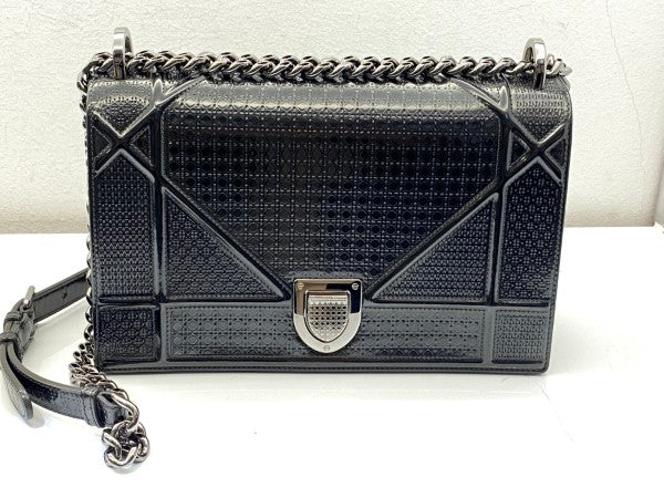 Christian Dior Mettalic Grey Diorama Micro Cannage Flap Medium Bag