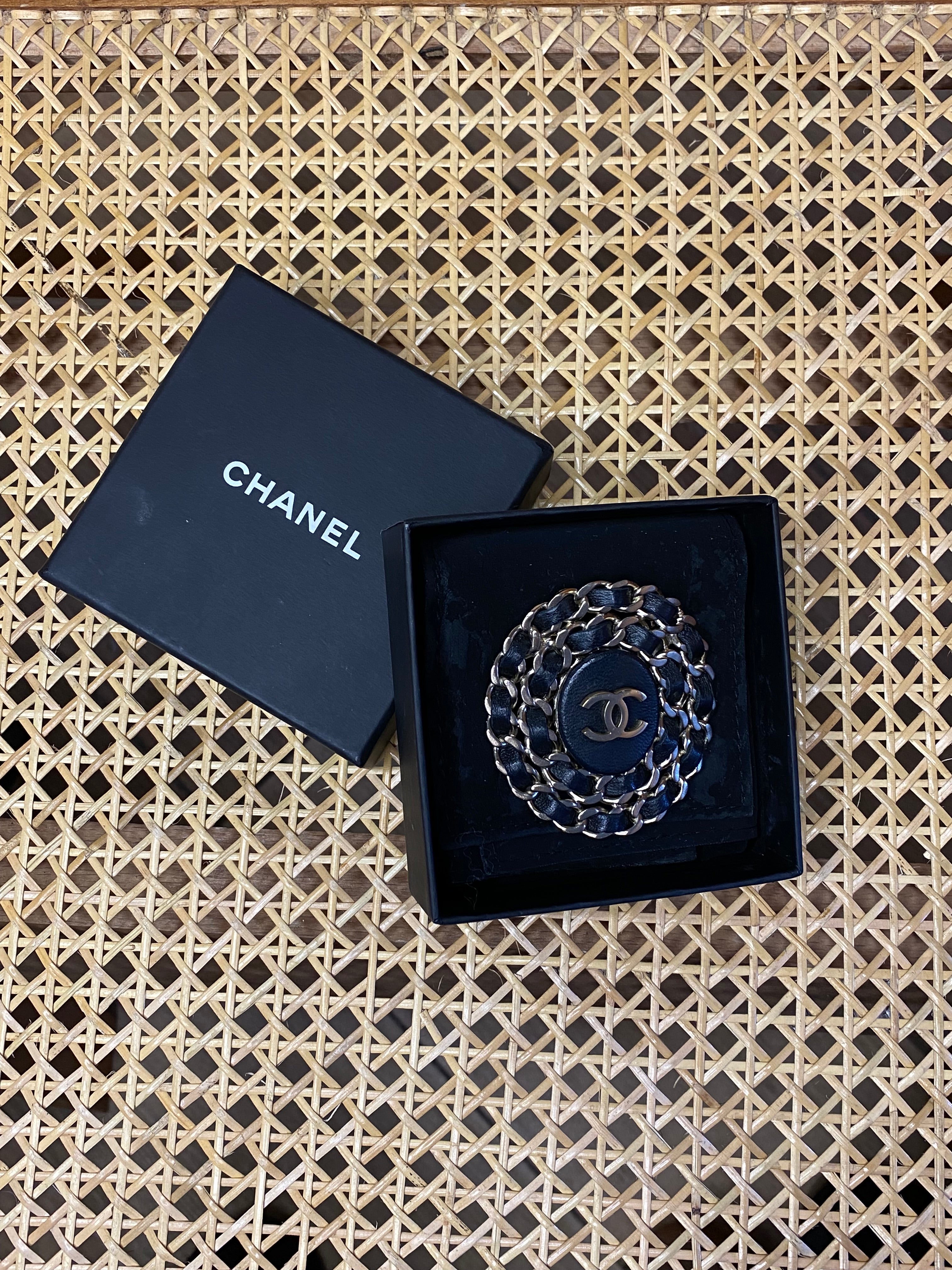 Chanel Black Chain Brooch