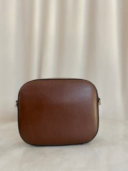 Stella Mccartney Brown Mini Logo Camera Crossbody bag