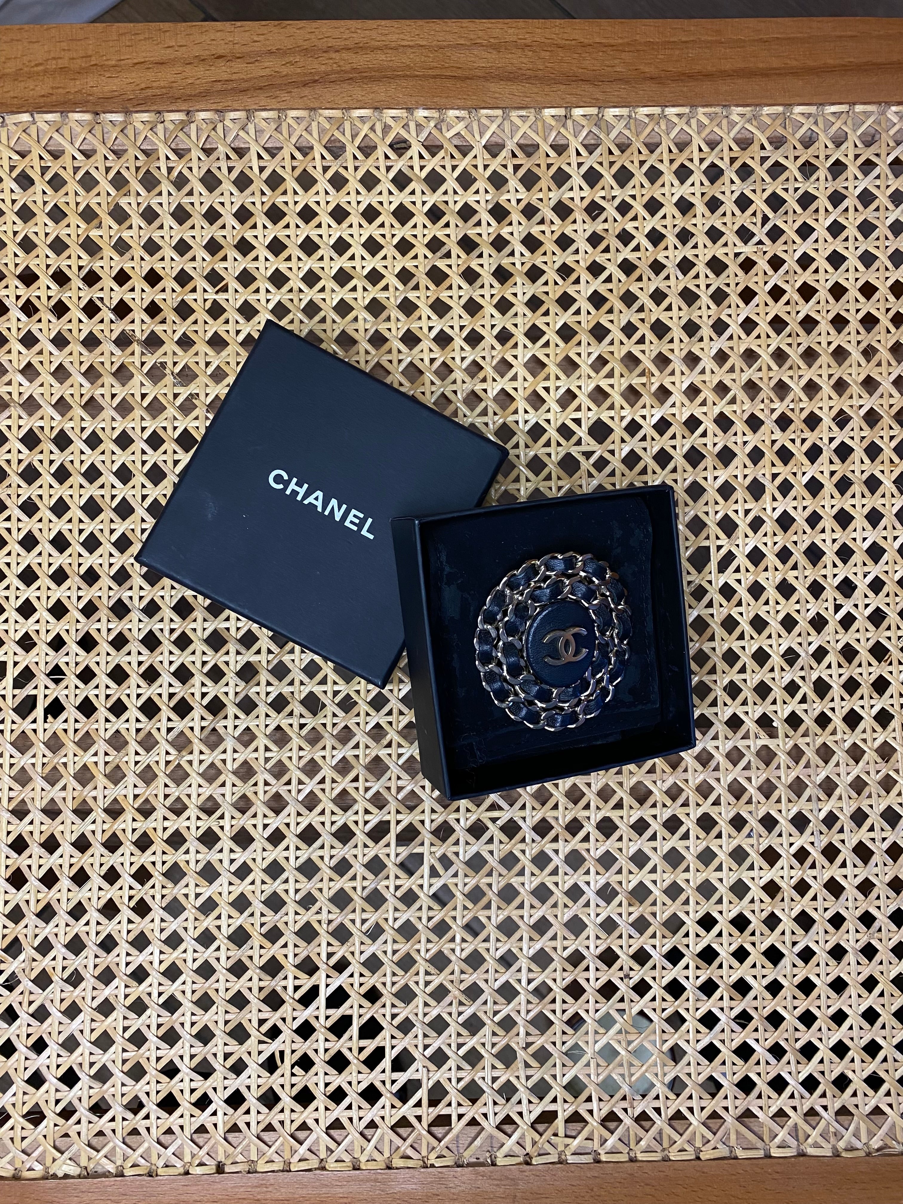 Chanel Black Chain Brooch