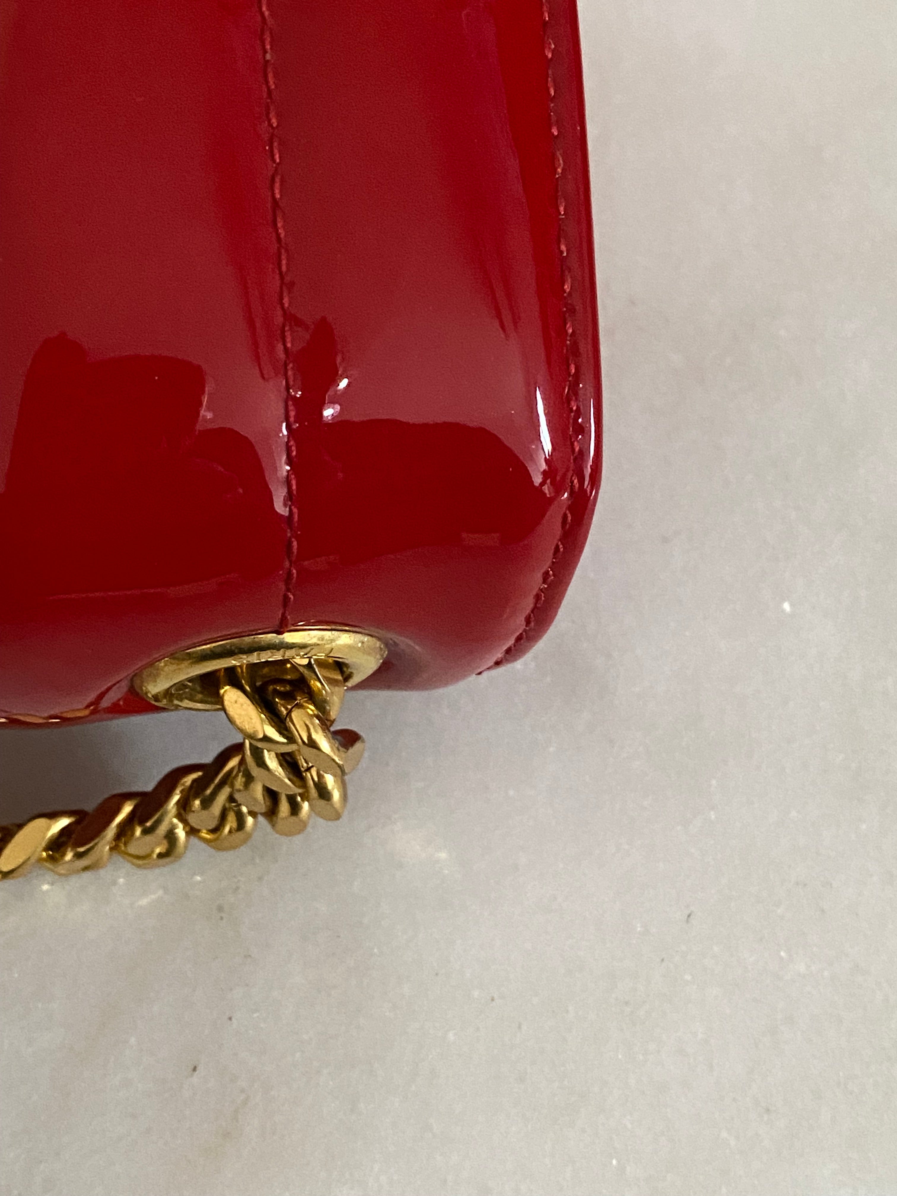 YSL Red Vicky Vernis Crossbody Small Bag