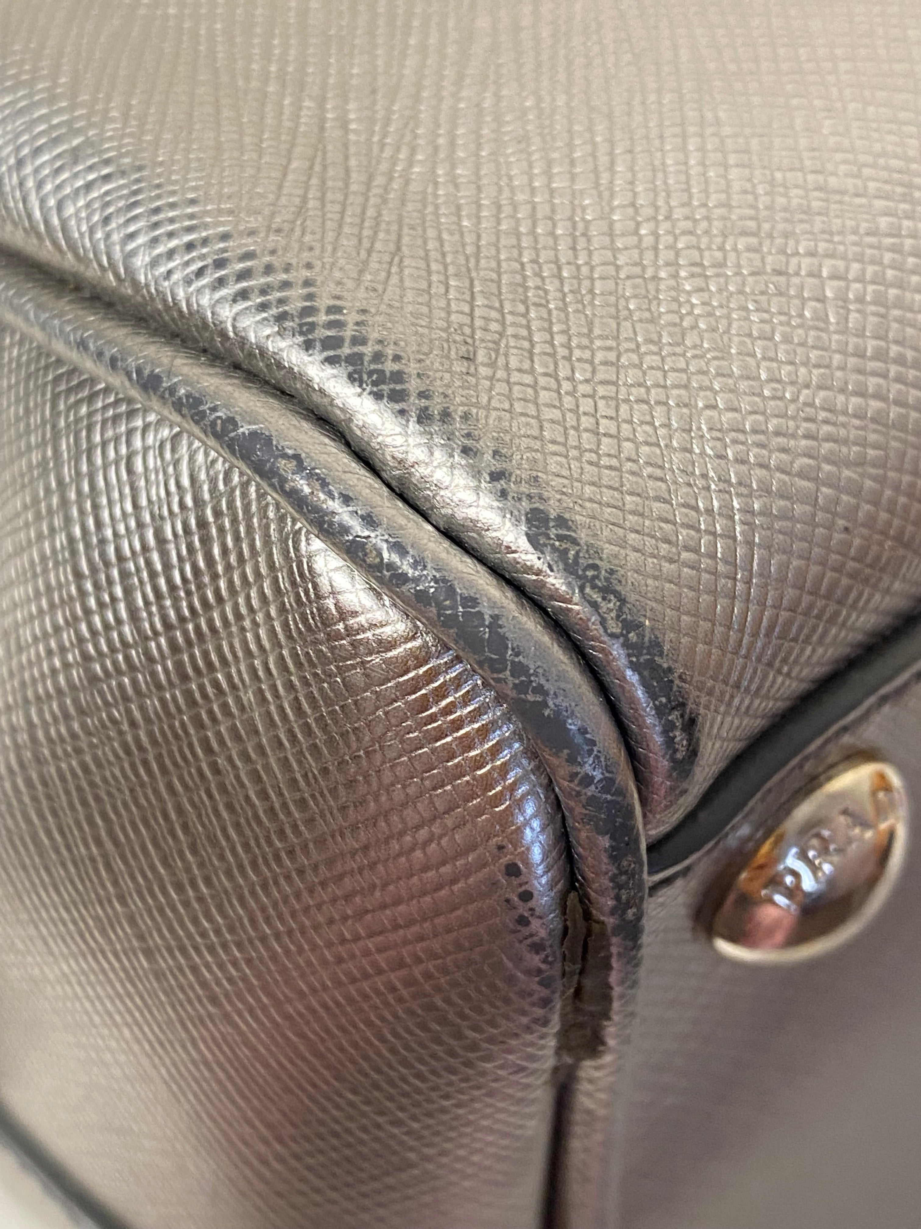 Prada Silver Metallic Tote Bag W/ Strap