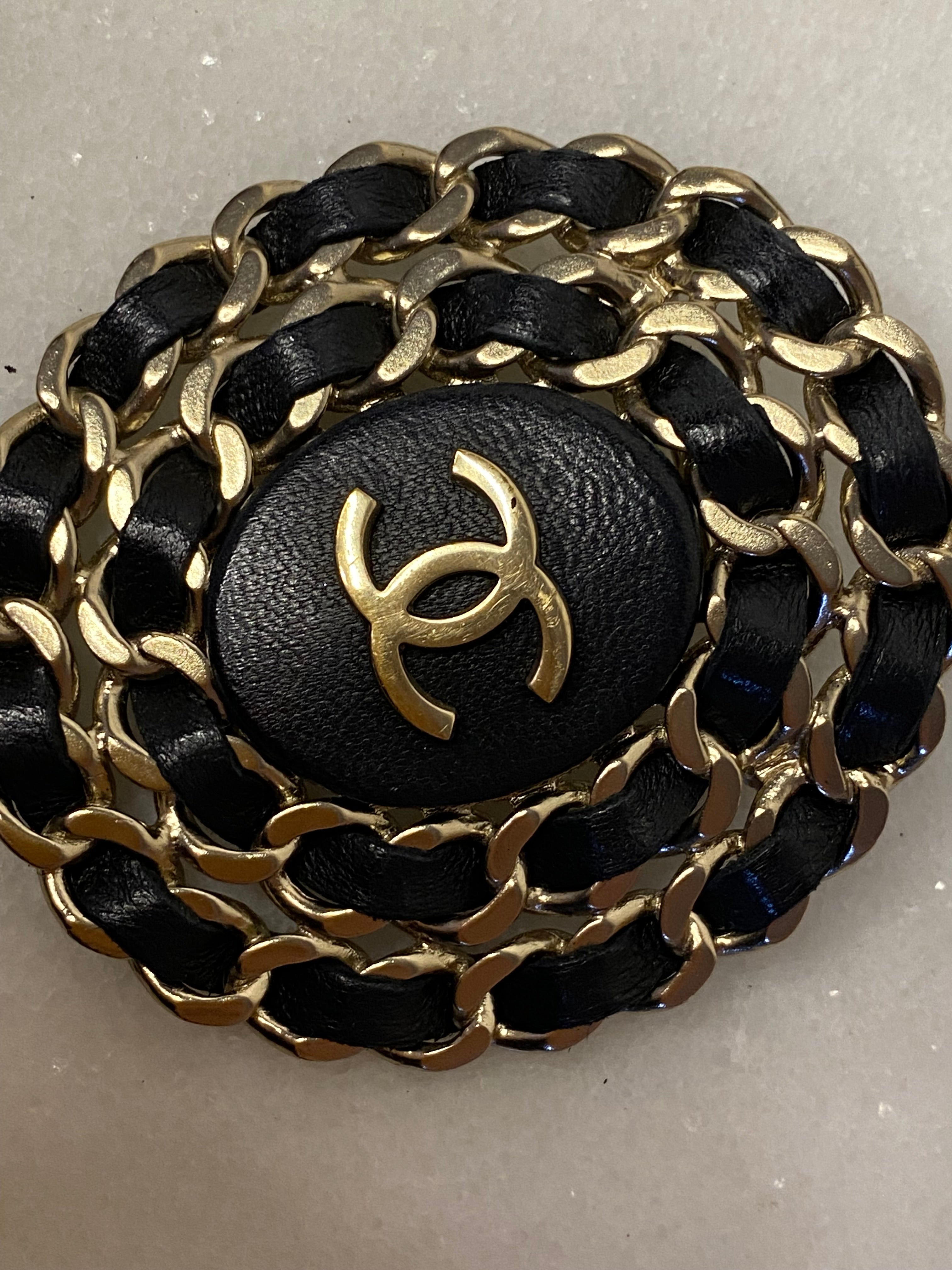 Chanel Black Chain Brooch