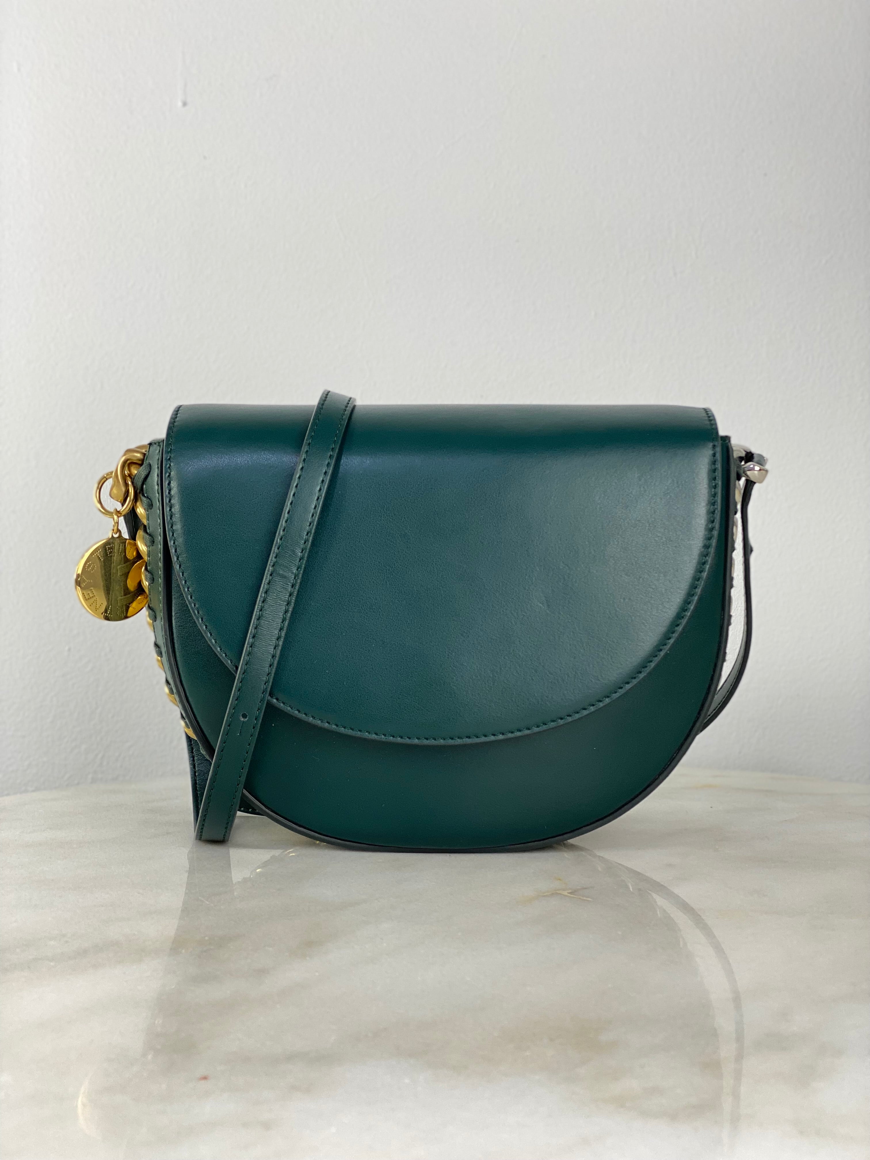 Stella Mccartney Dark Green Frayme Medium Flap Shoulder Bag