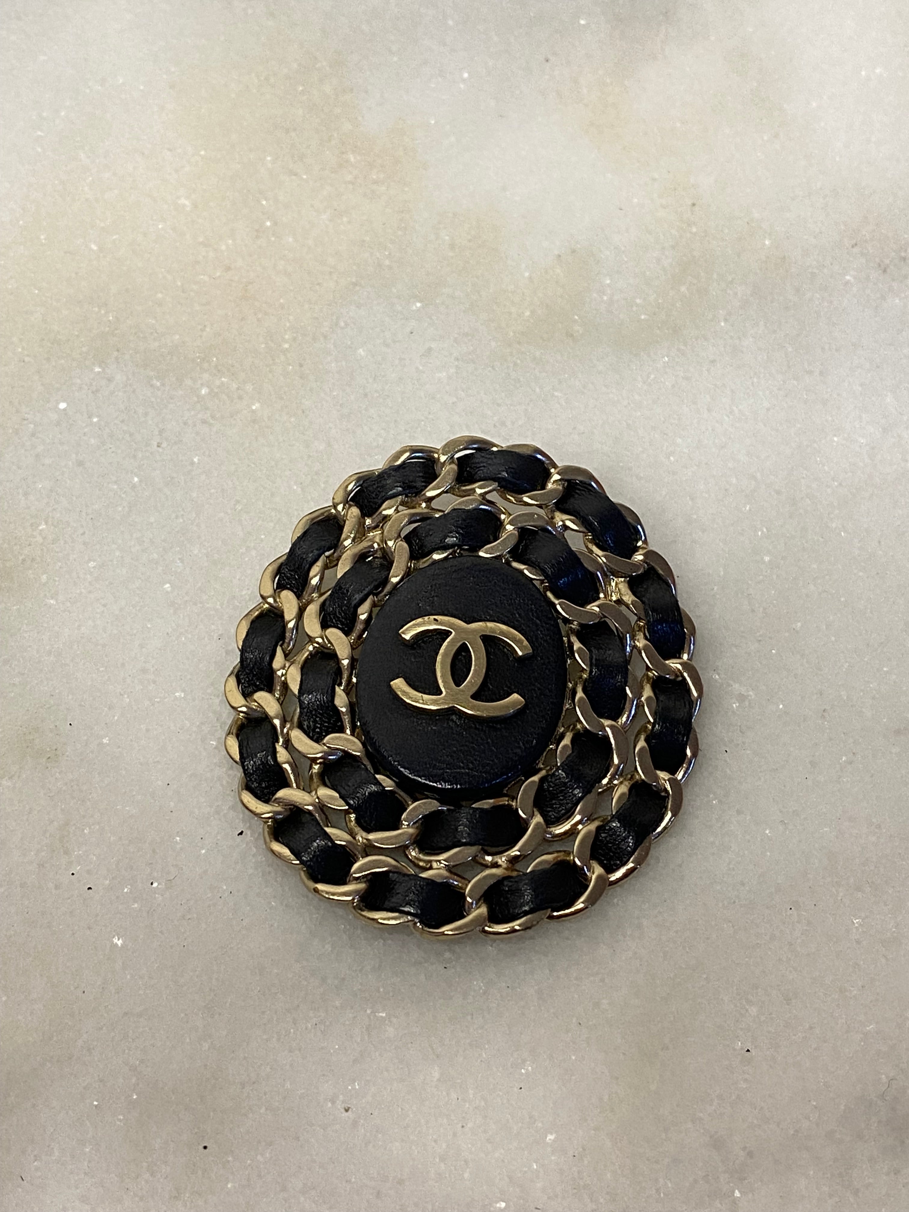 Chanel Black Chain Brooch