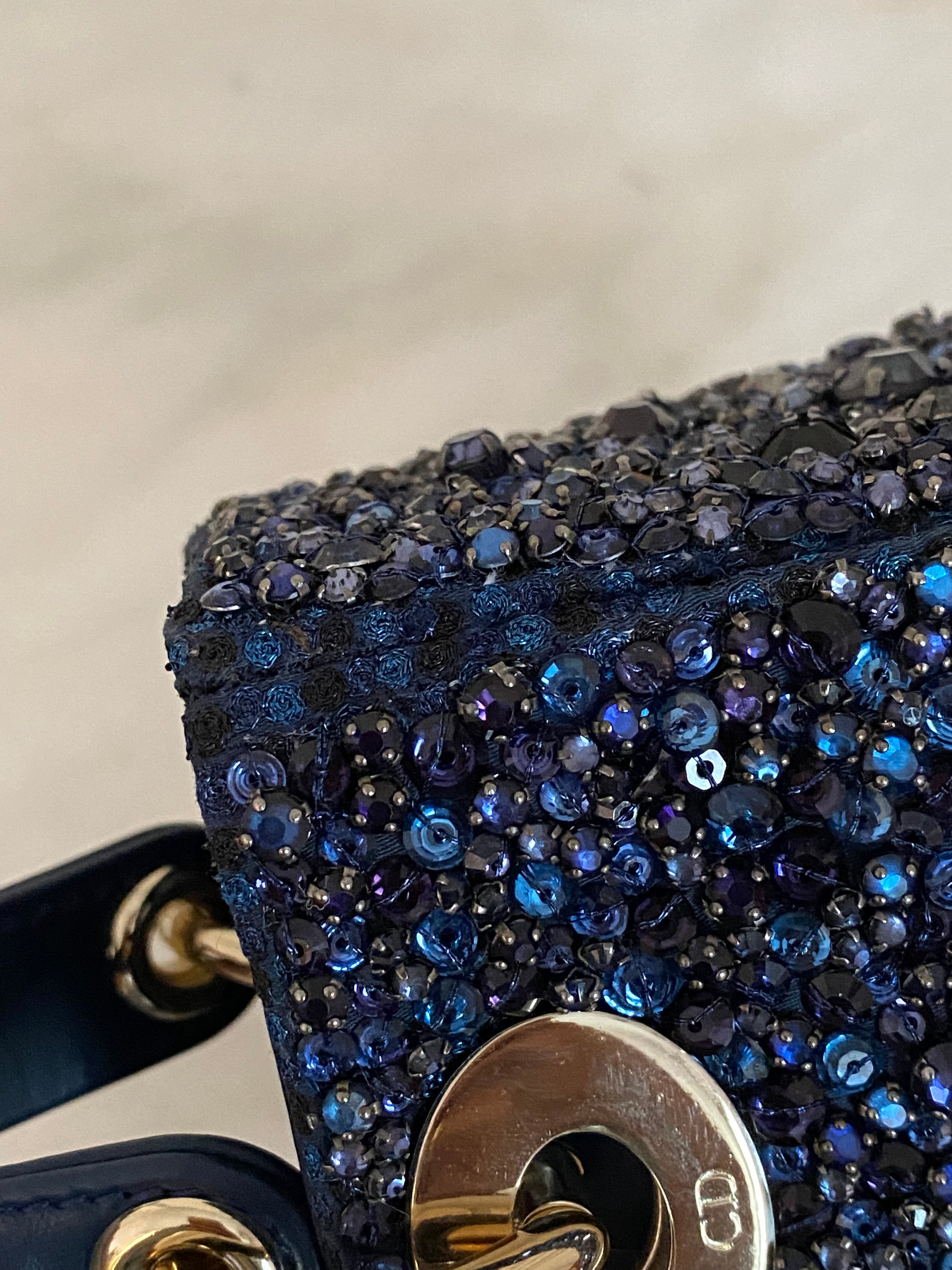 Christian Dior Blue Strass Small Lady Dior Bag