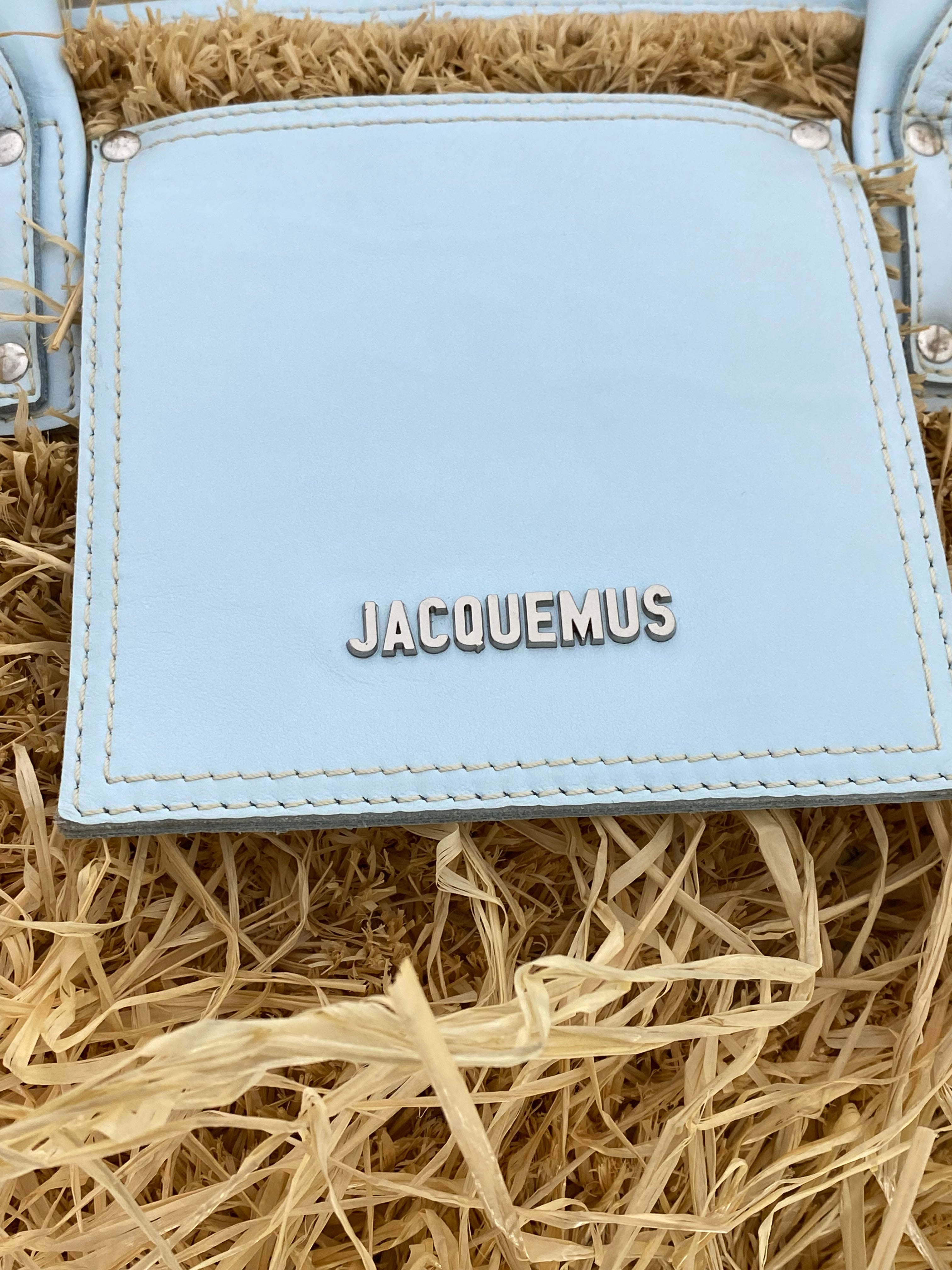 Jacquemus Light Blue Le Panier Soli Raffia Shopping Bag