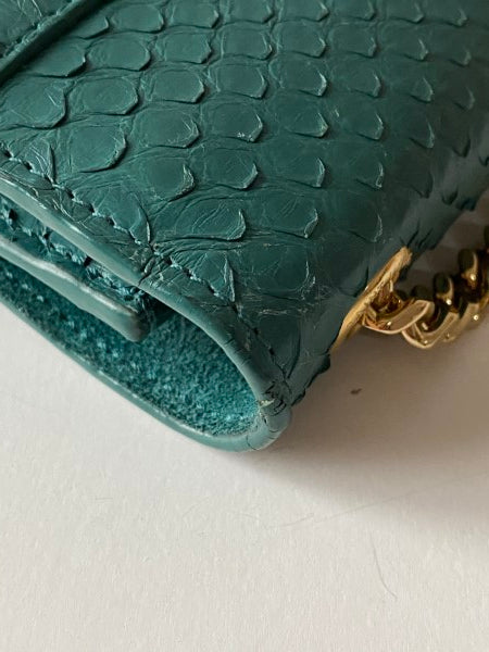 YSL Green Python Kate Tassel Medium Bag