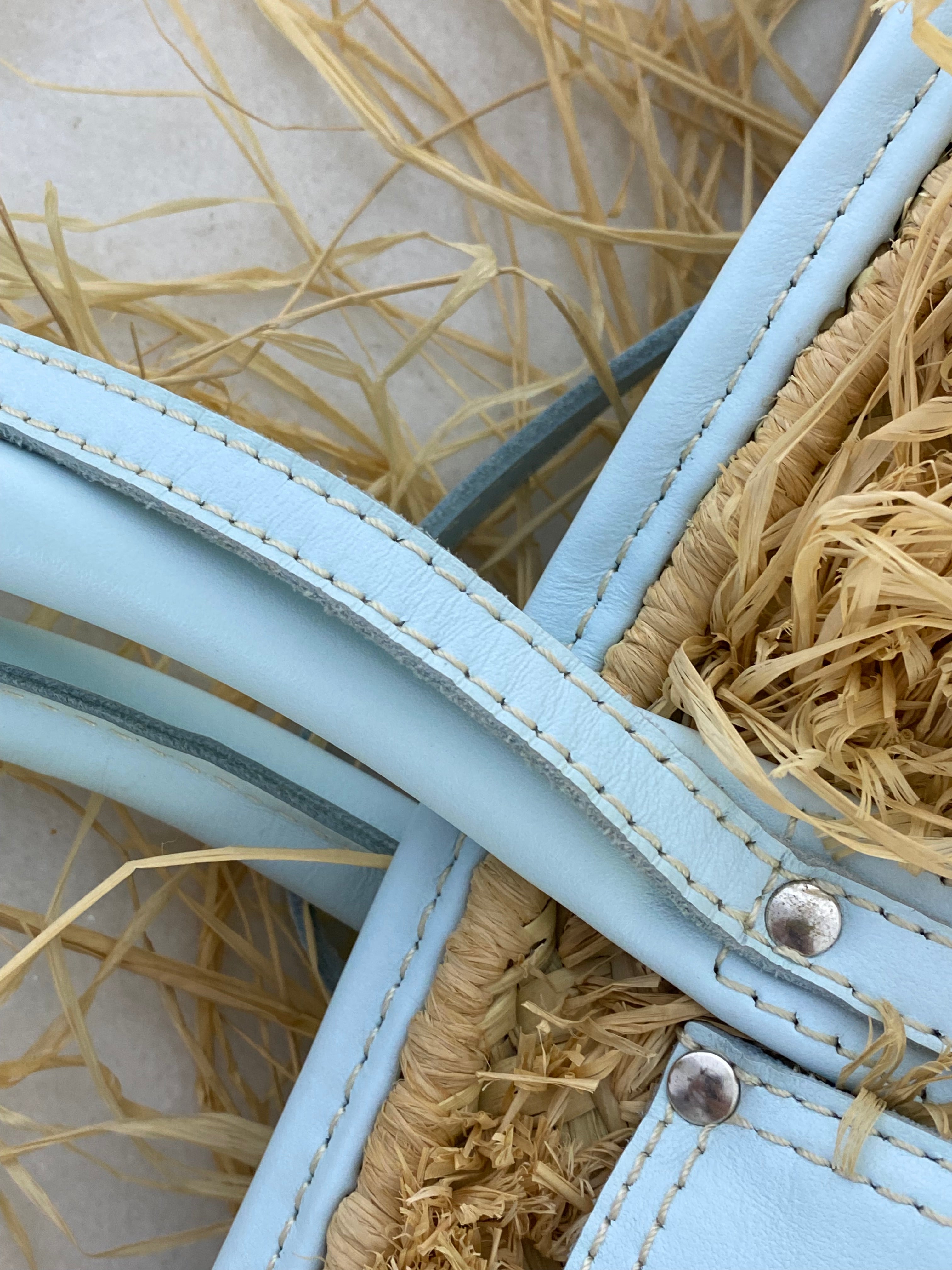 Jacquemus Light Blue Le Panier Soli Raffia Shopping Bag